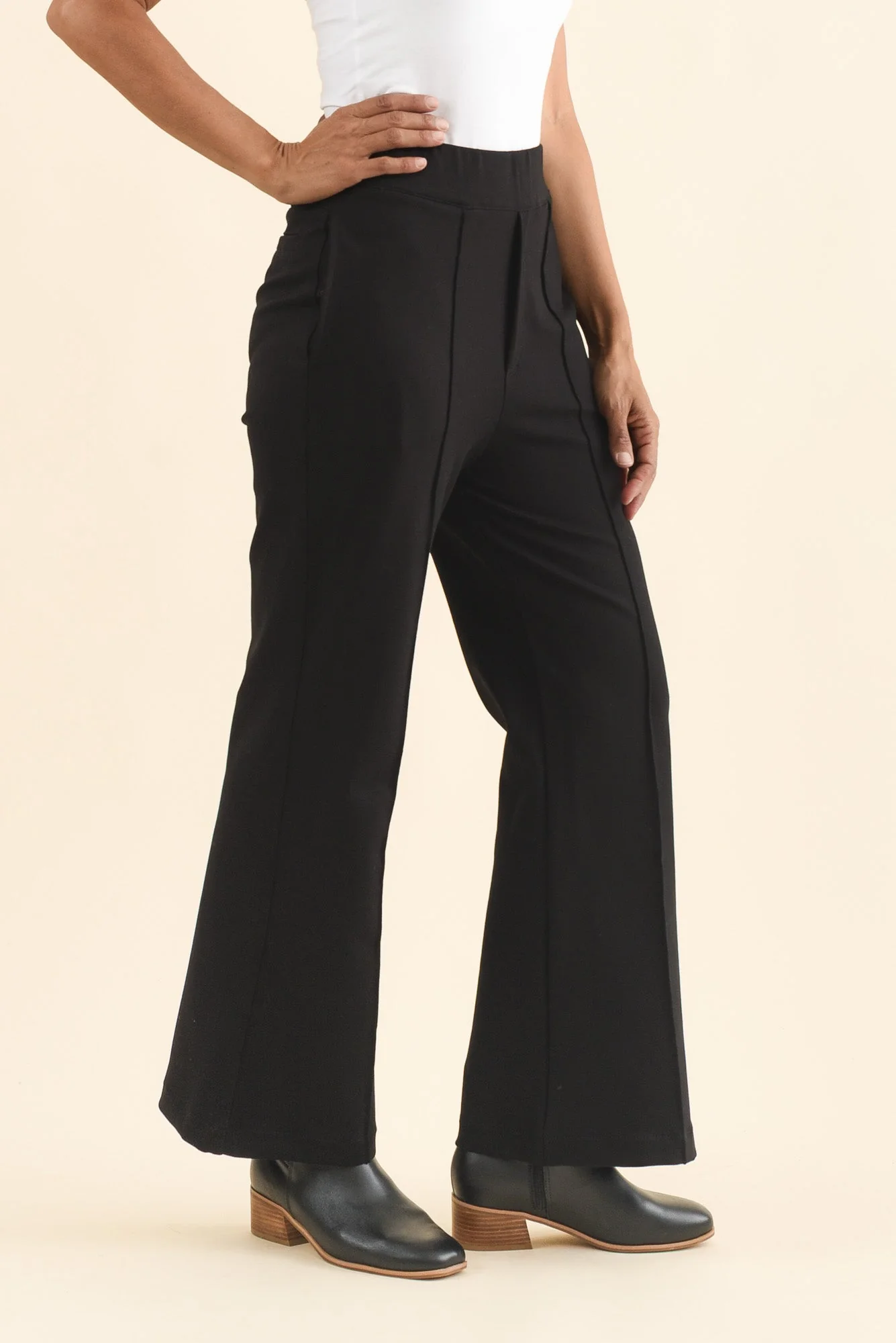 Themis Black Ponte Flare Pants - Image 3