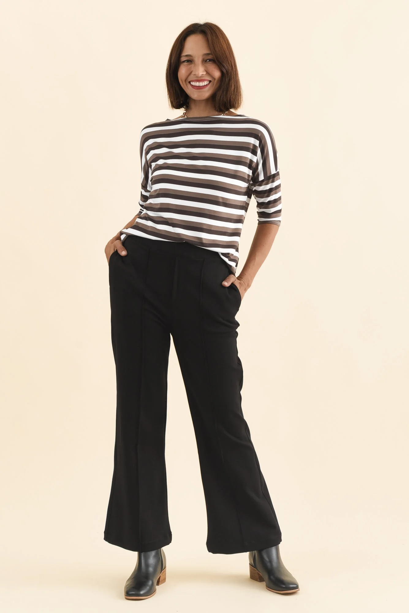 Themis Black Ponte Flare Pants - Image 6