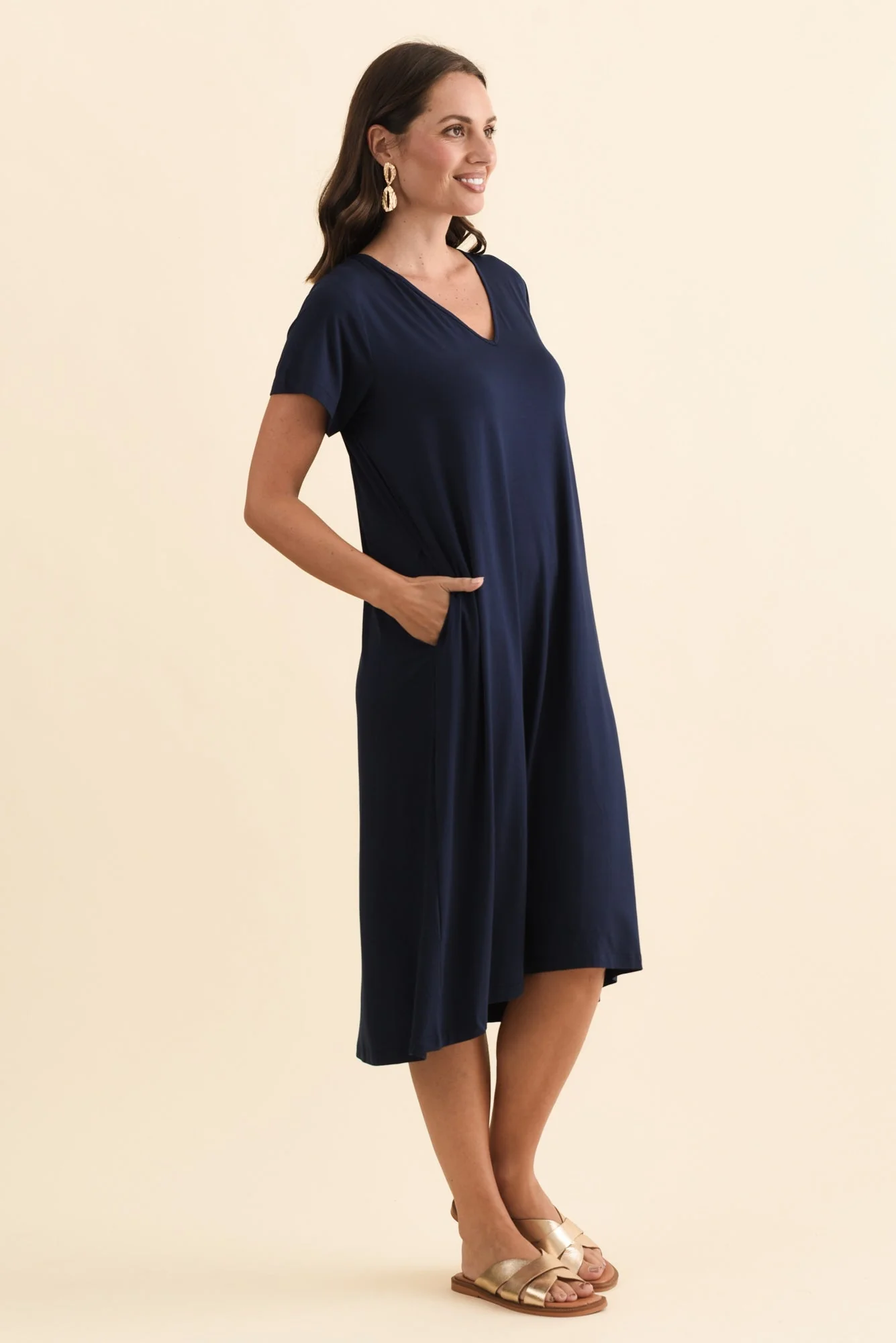 Tiffany Navy Bamboo Tee Dress - Image 3