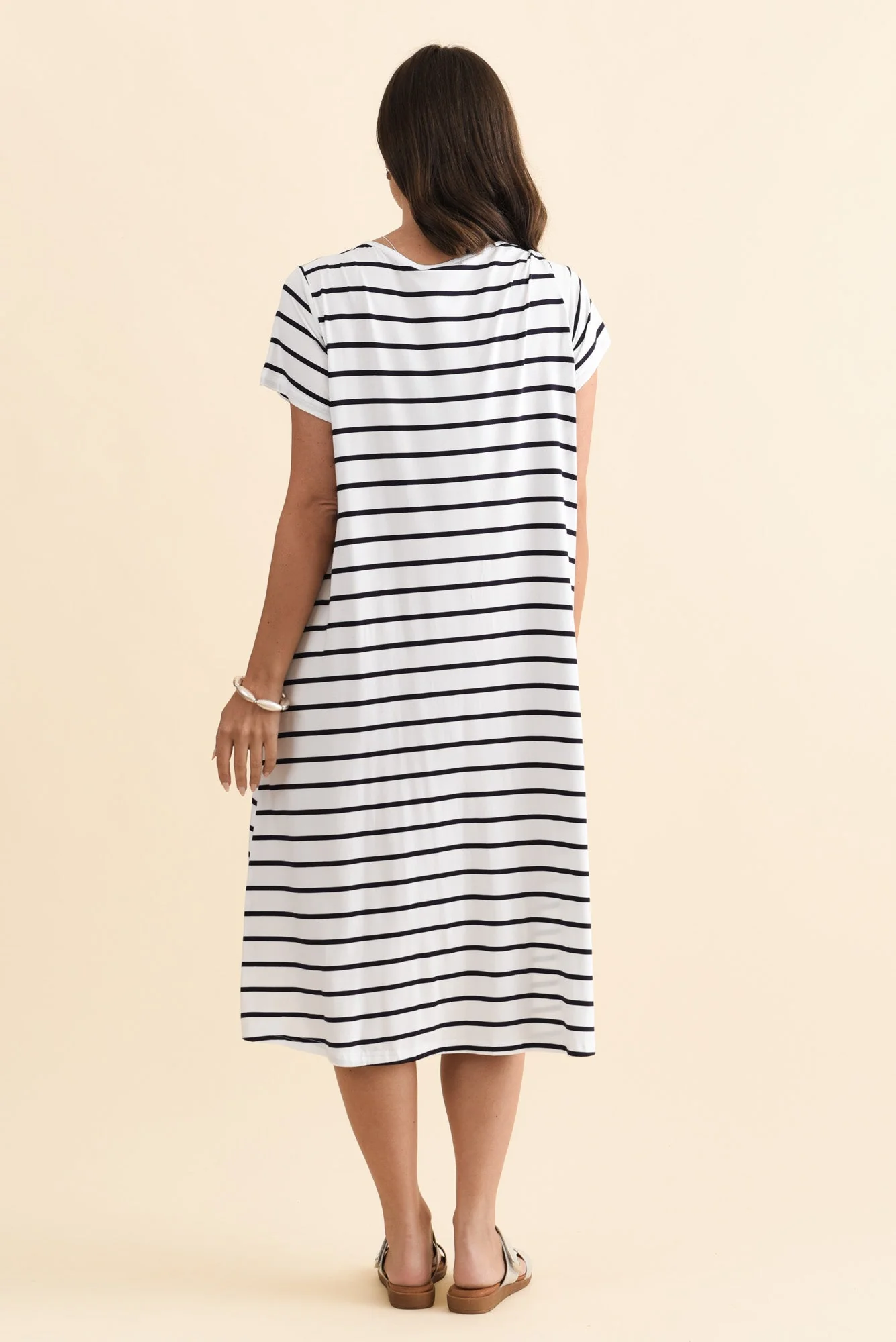 Tiffany White Stripe Bamboo Tee Dress - Image 5