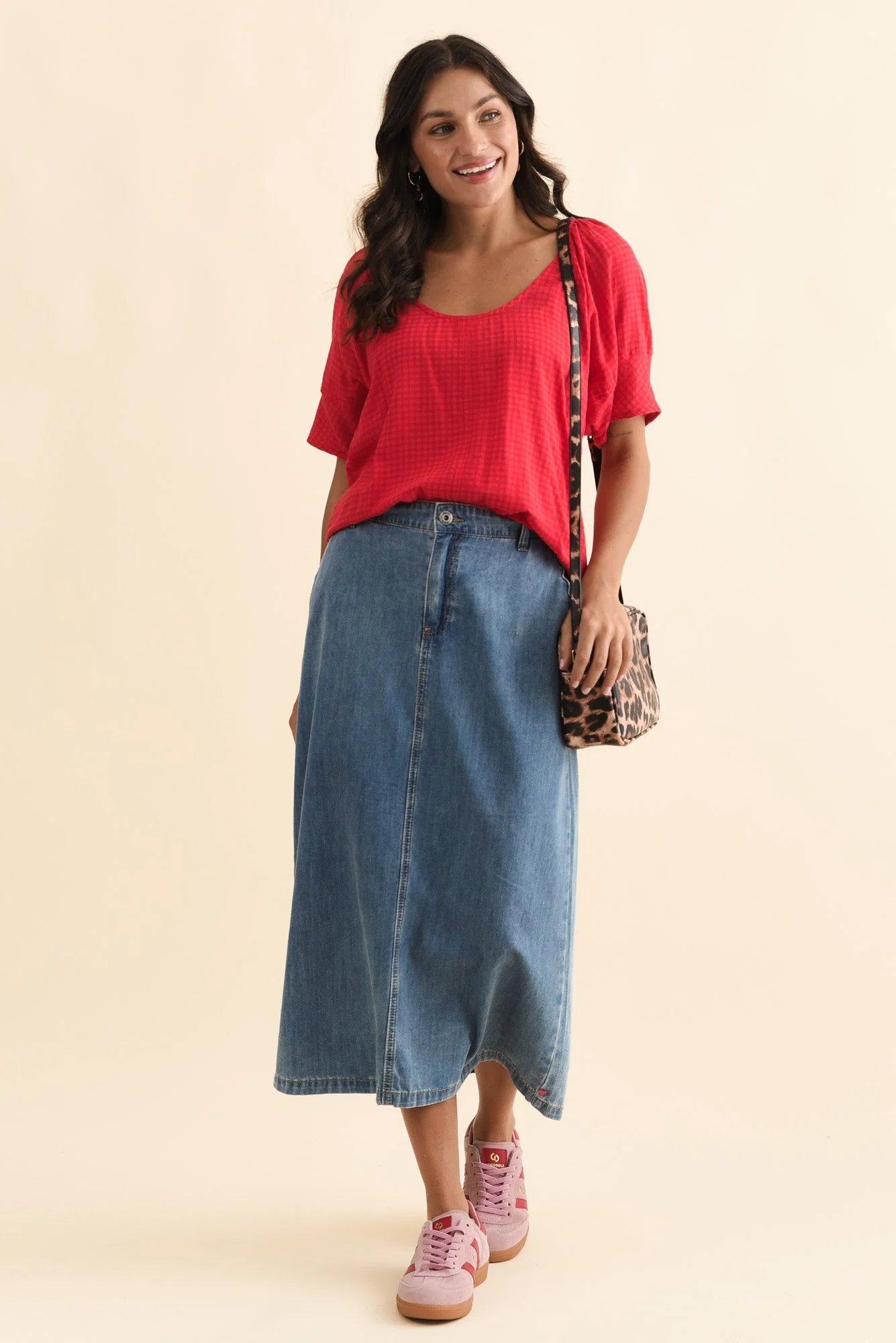 Tilda Blue Denim Midi Skirt - Image 2