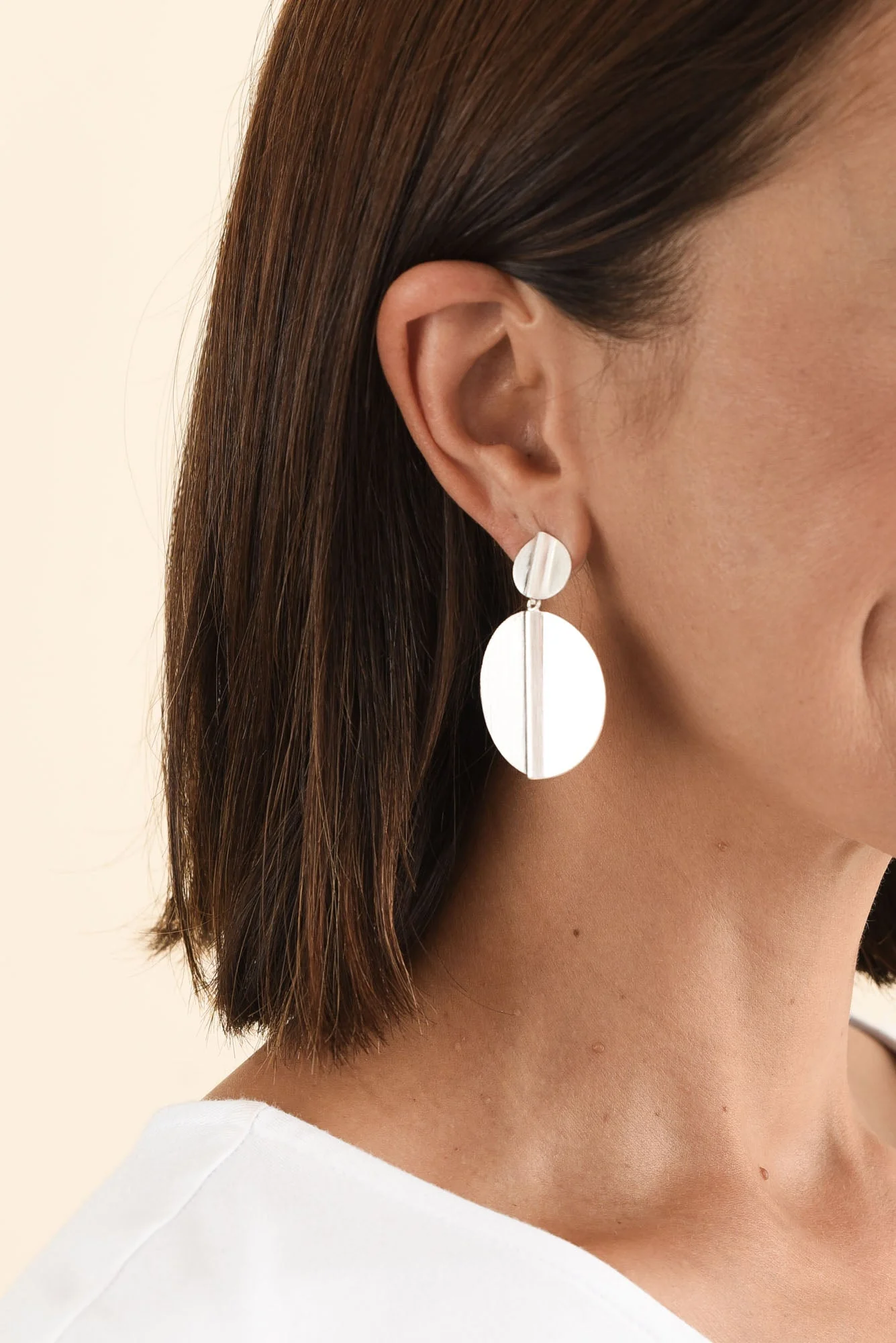 Tito Silver Circle Drop Earrings - Image 2