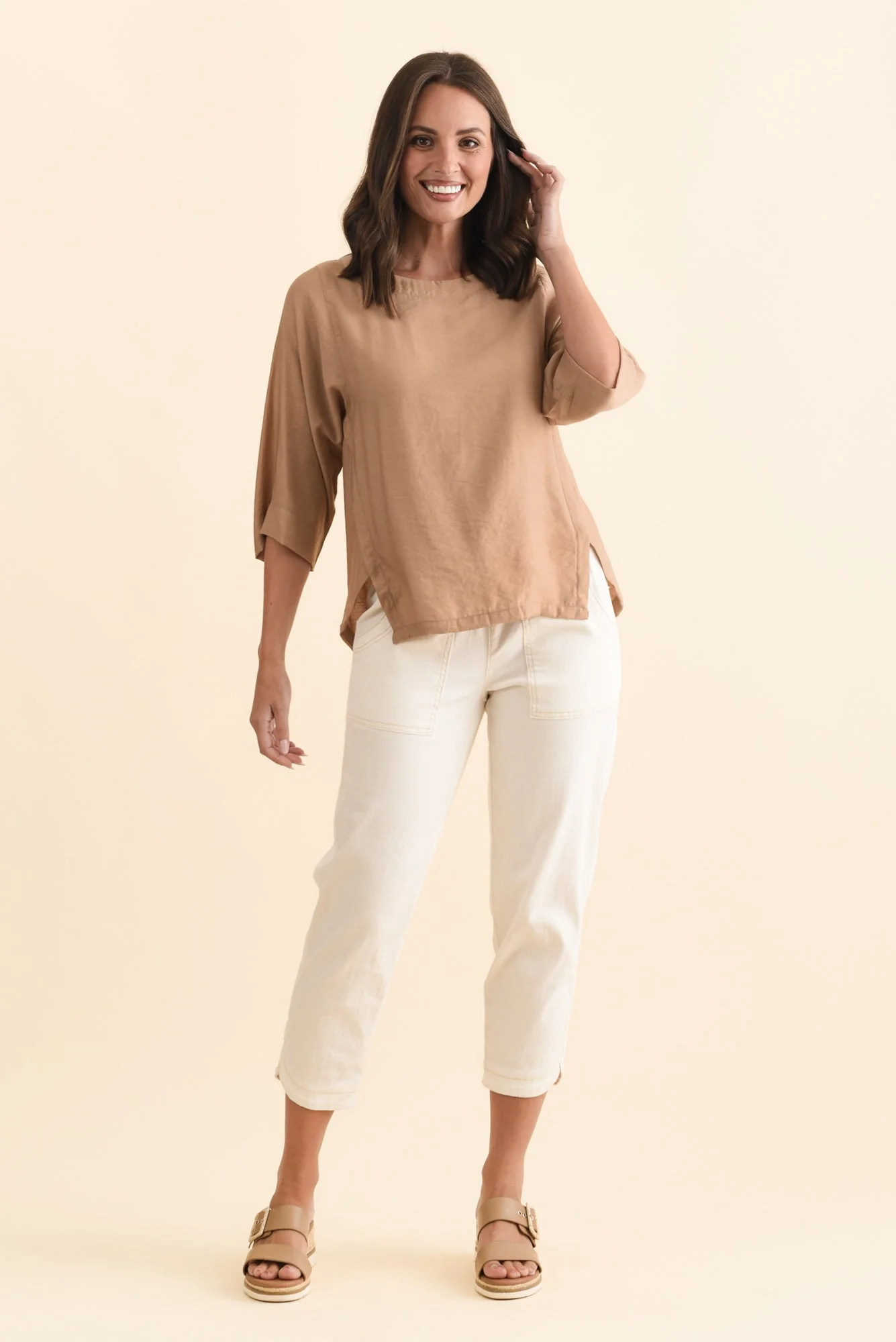 Tommy Taupe Side Split Top - Image 7