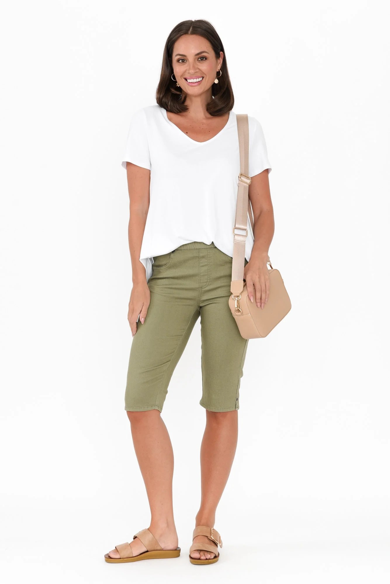 Tora Khaki Stretch Shorts - Image 3