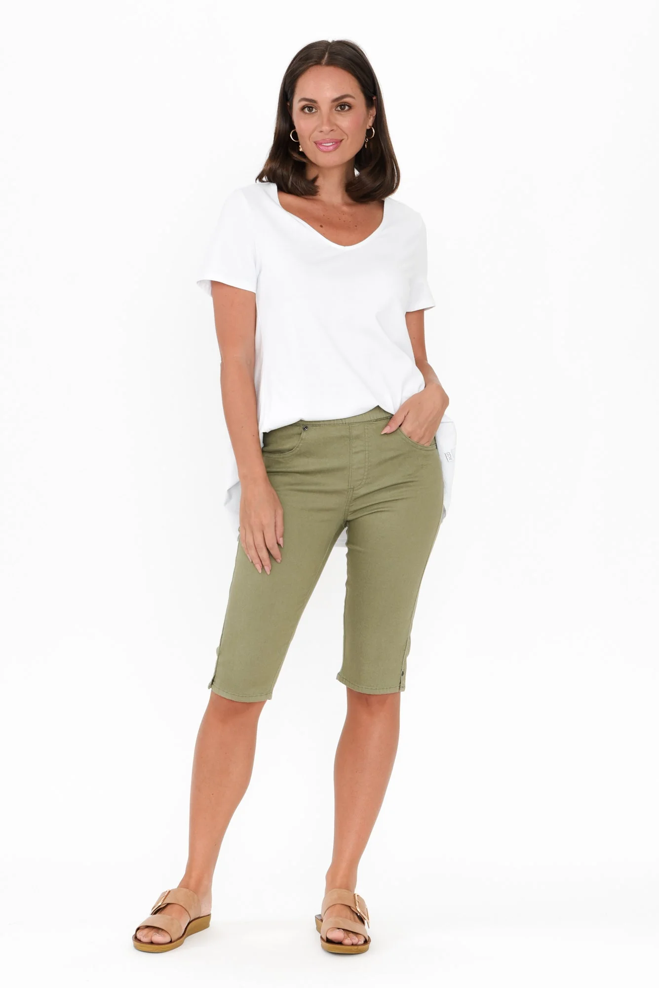 Tora Khaki Stretch Shorts - Image 7