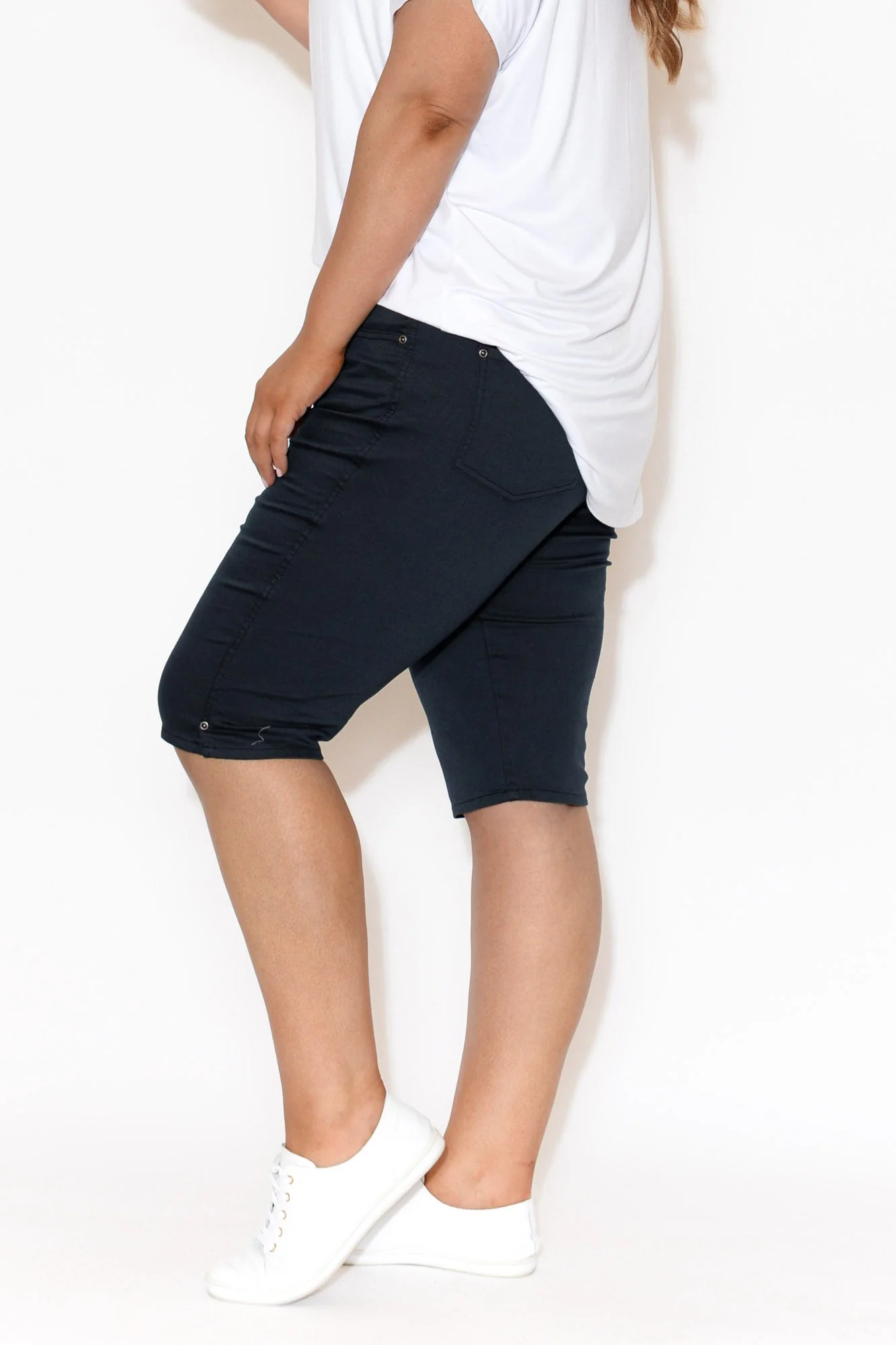 Tora Navy Stretch Shorts - Image 10