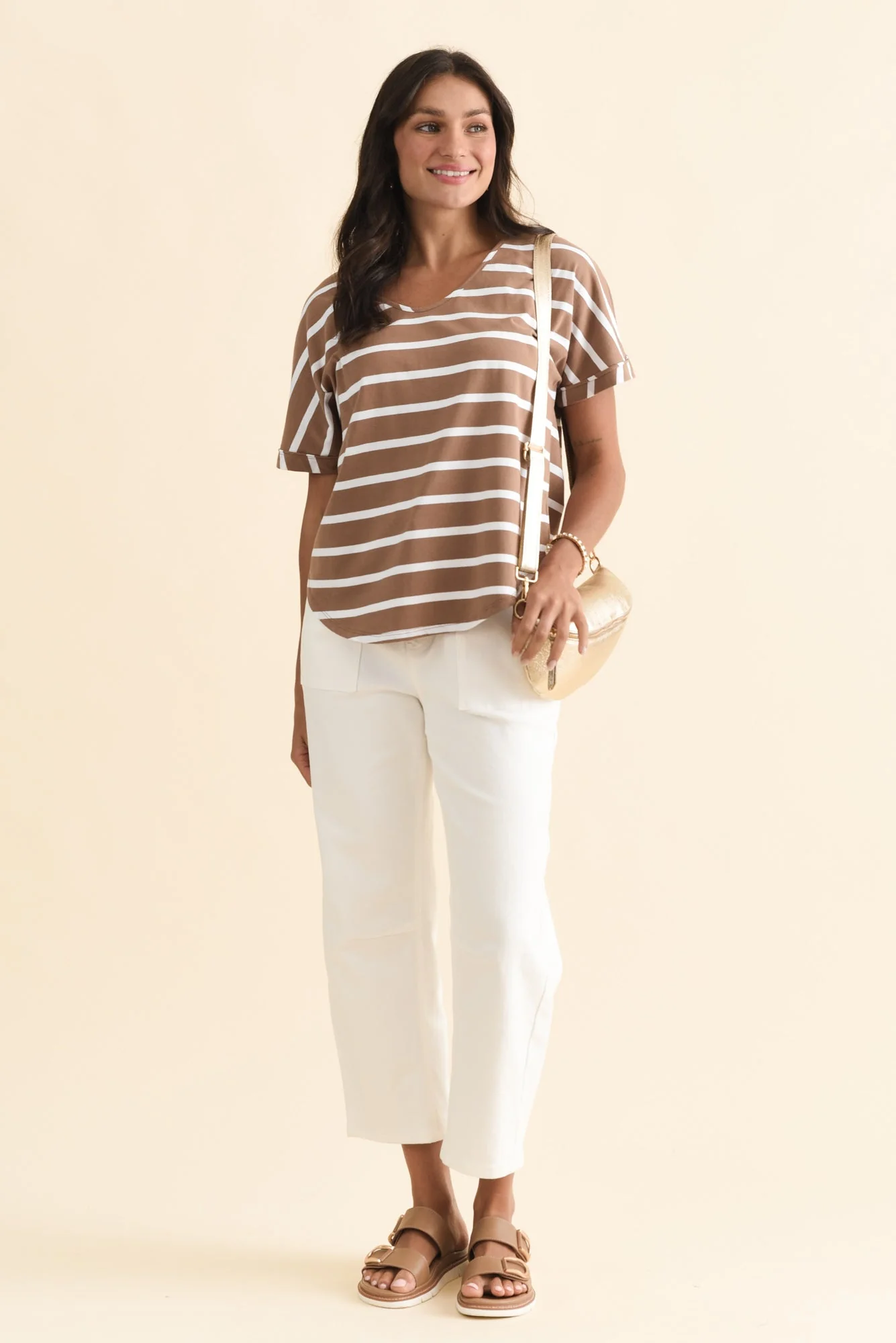 Toronto Chocolate Stripe Cotton Tee - Image 3