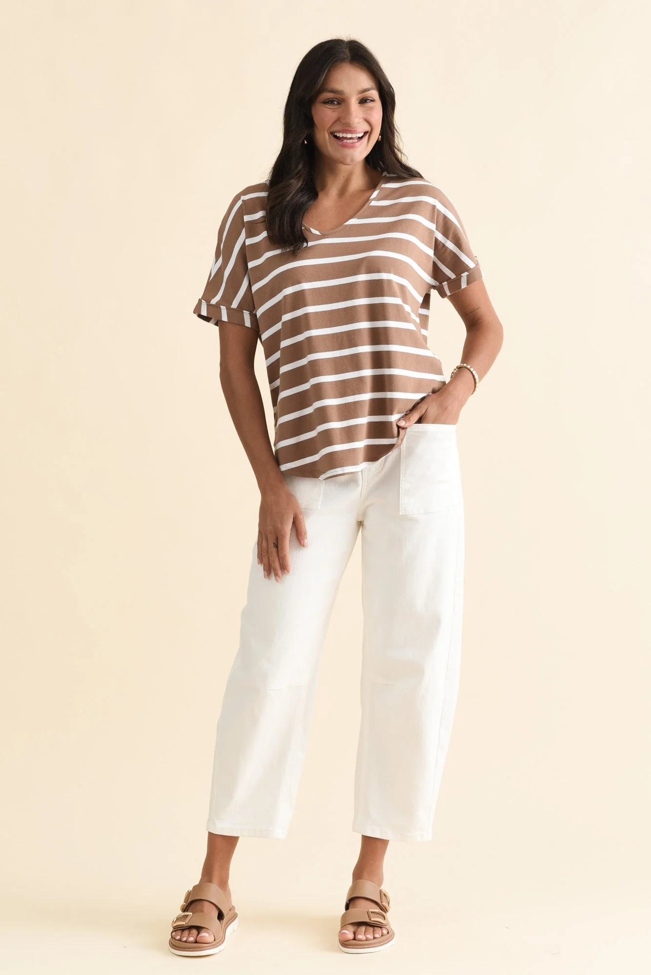 Toronto Chocolate Stripe Cotton Tee - Image 7