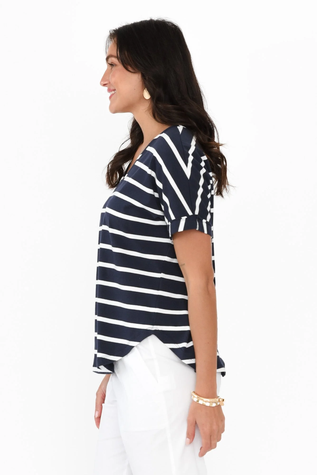 Toronto Navy Stripe Cotton Tee - Image 3