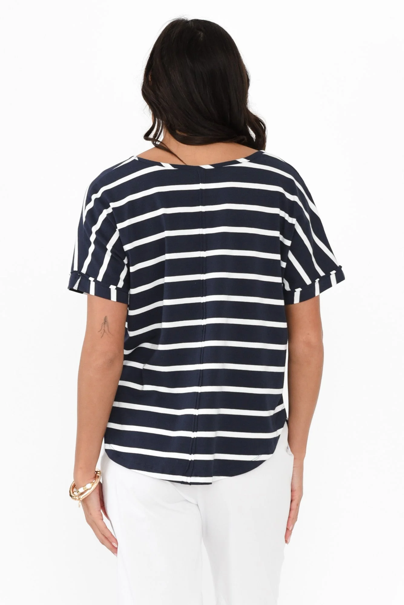 Toronto Navy Stripe Cotton Tee - Image 4