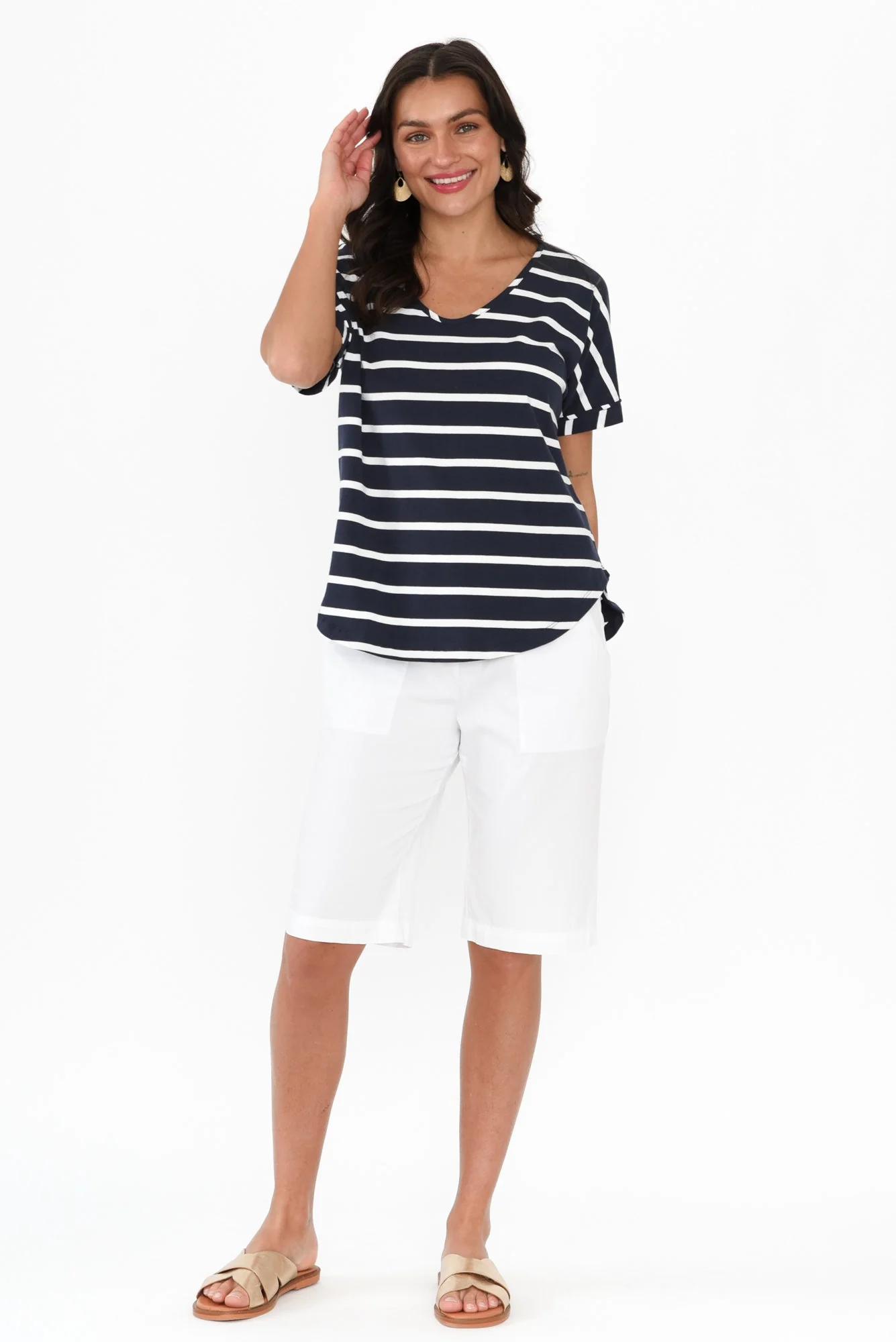 Toronto Navy Stripe Cotton Tee - Image 6