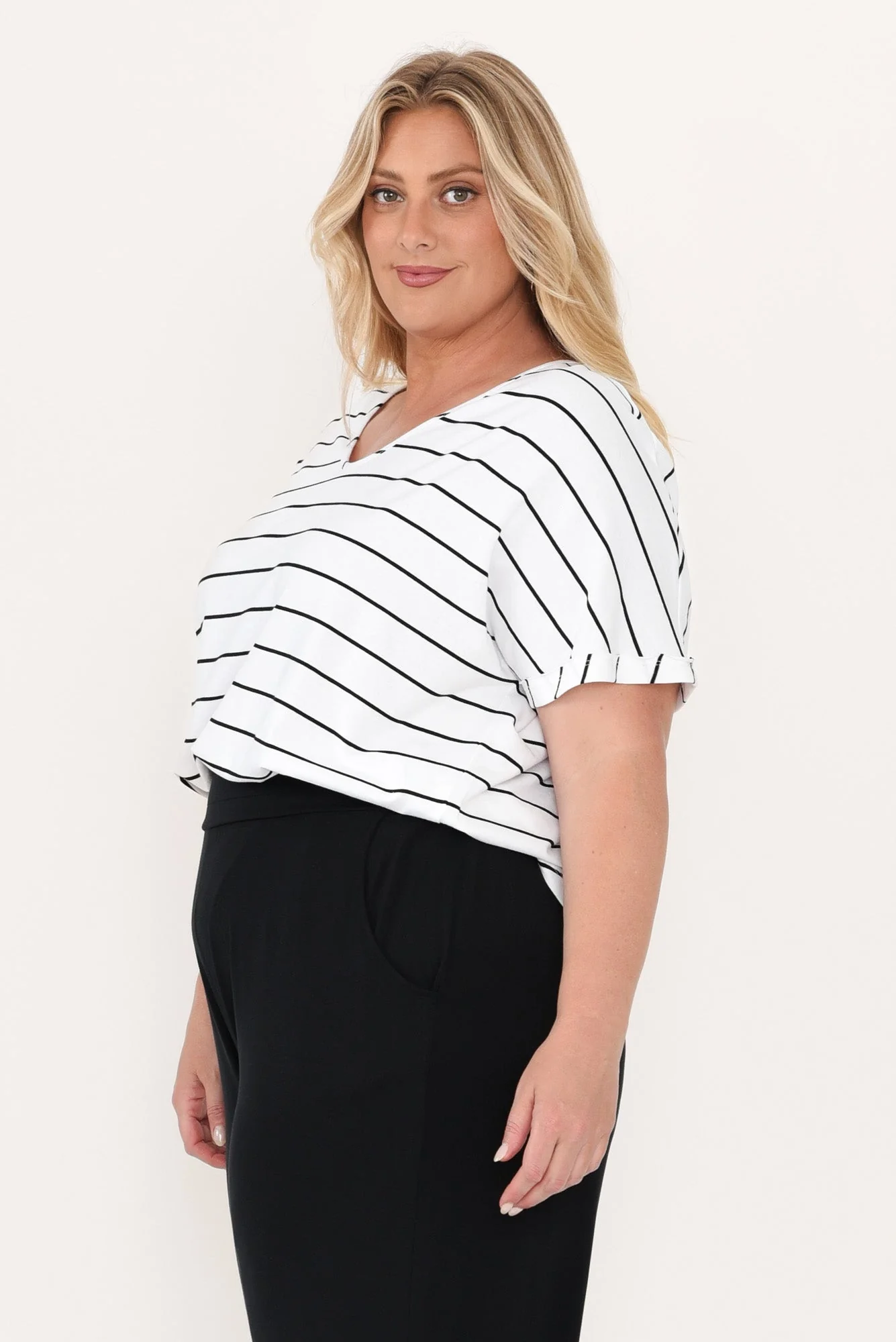 Toronto White Stripe Cotton Tee - Image 10
