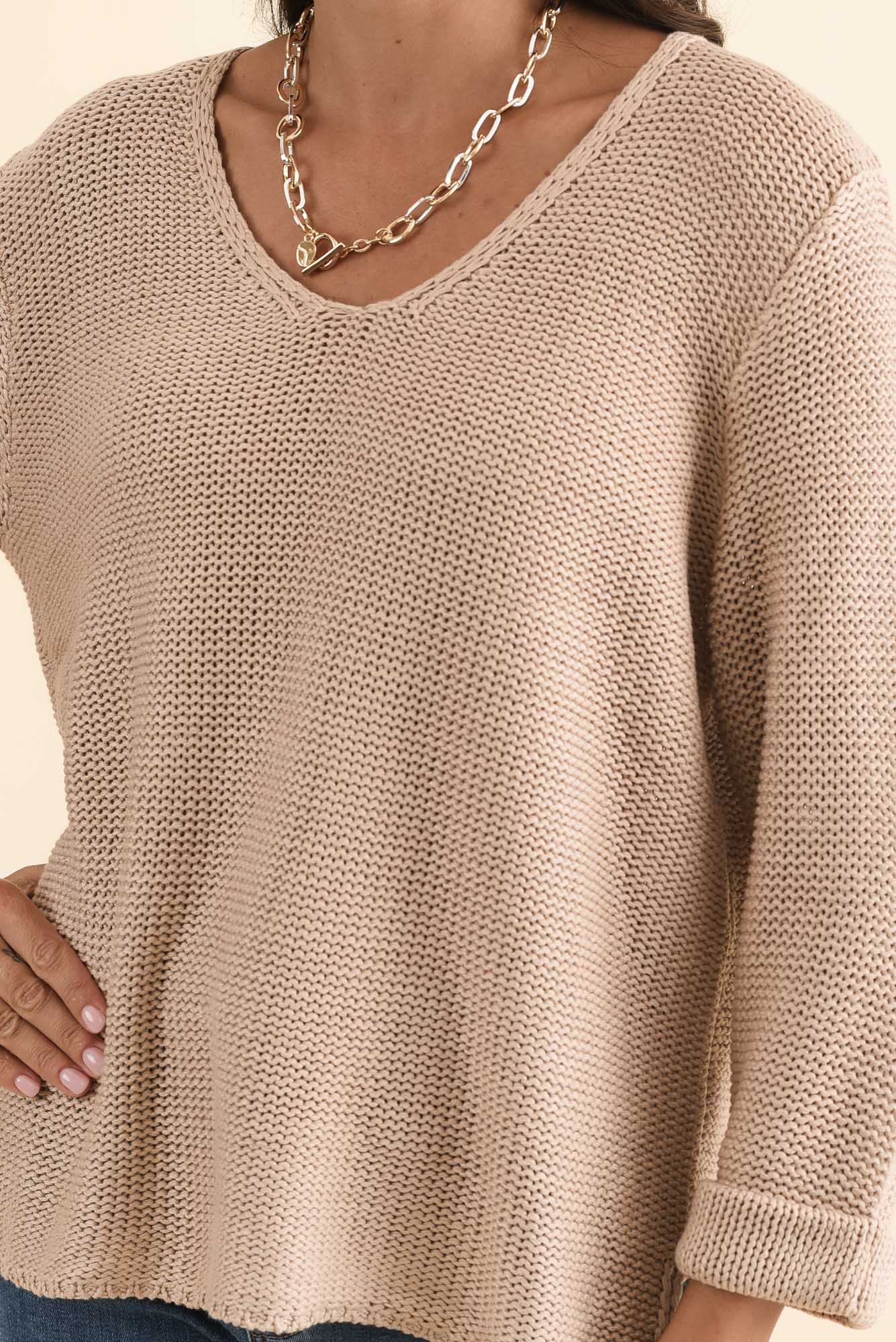 Toulouse Taupe Cotton Sweater - Image 5