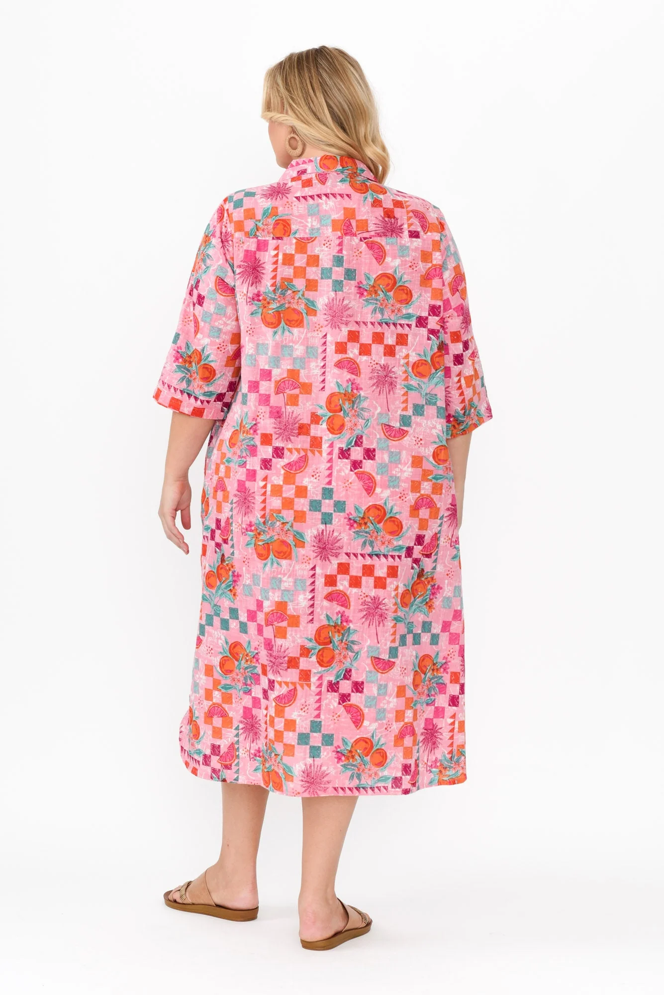 Tricia Pink Tropical Cotton Shirt Dress - Image 11