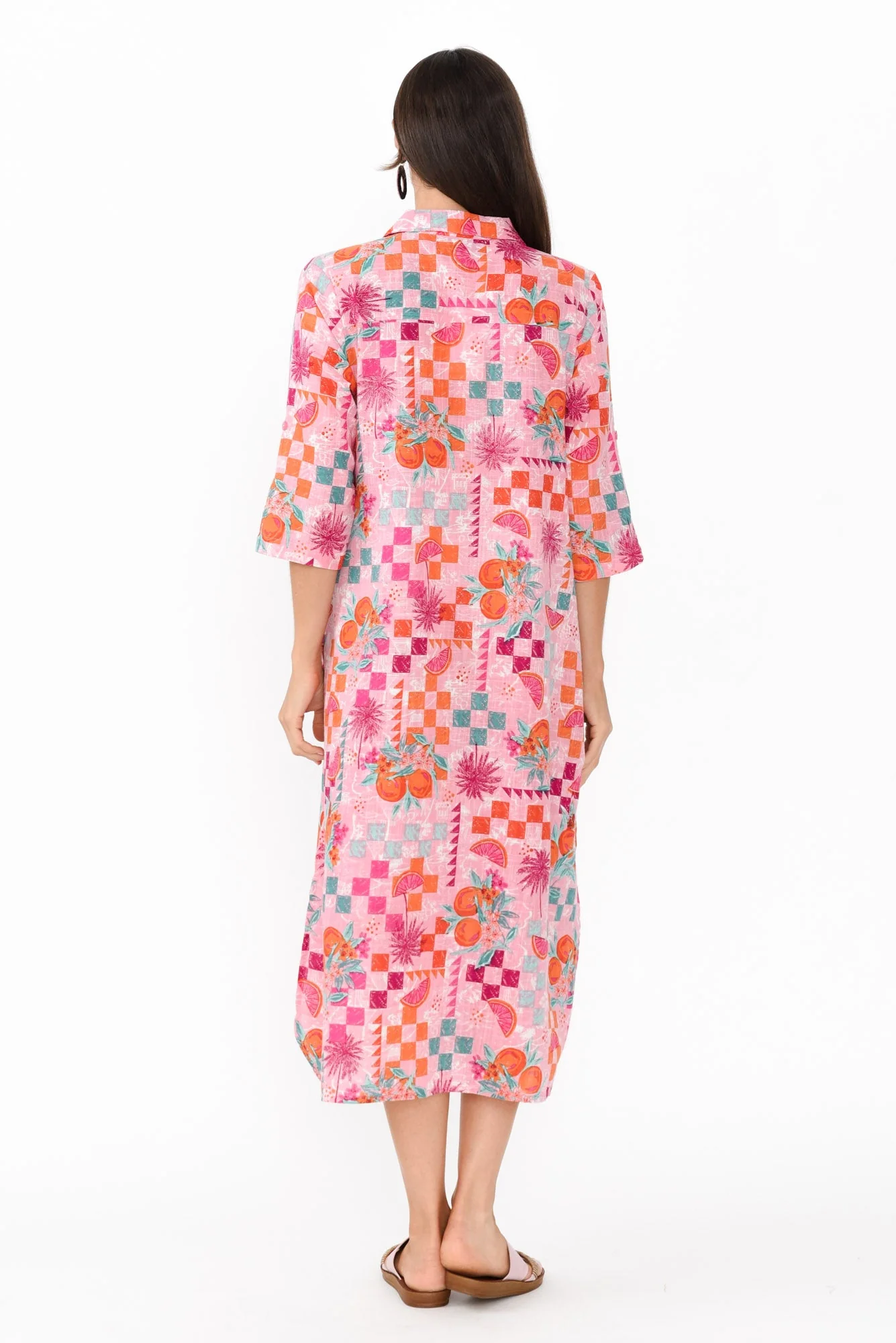 Tricia Pink Tropical Cotton Shirt Dress - Image 5