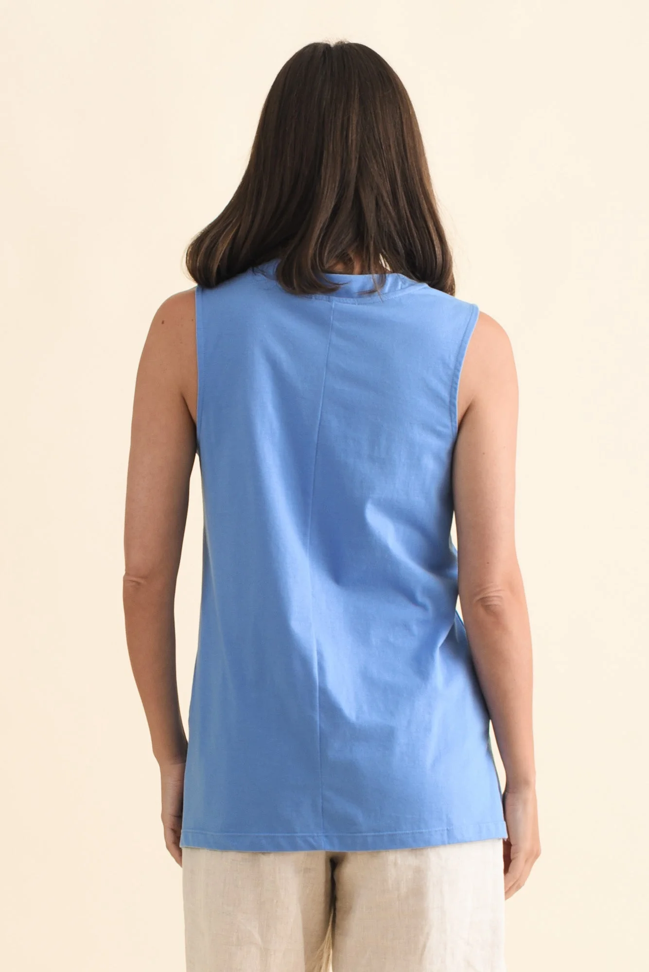 Trinity Blue Cotton V Neck Tank - Image 5
