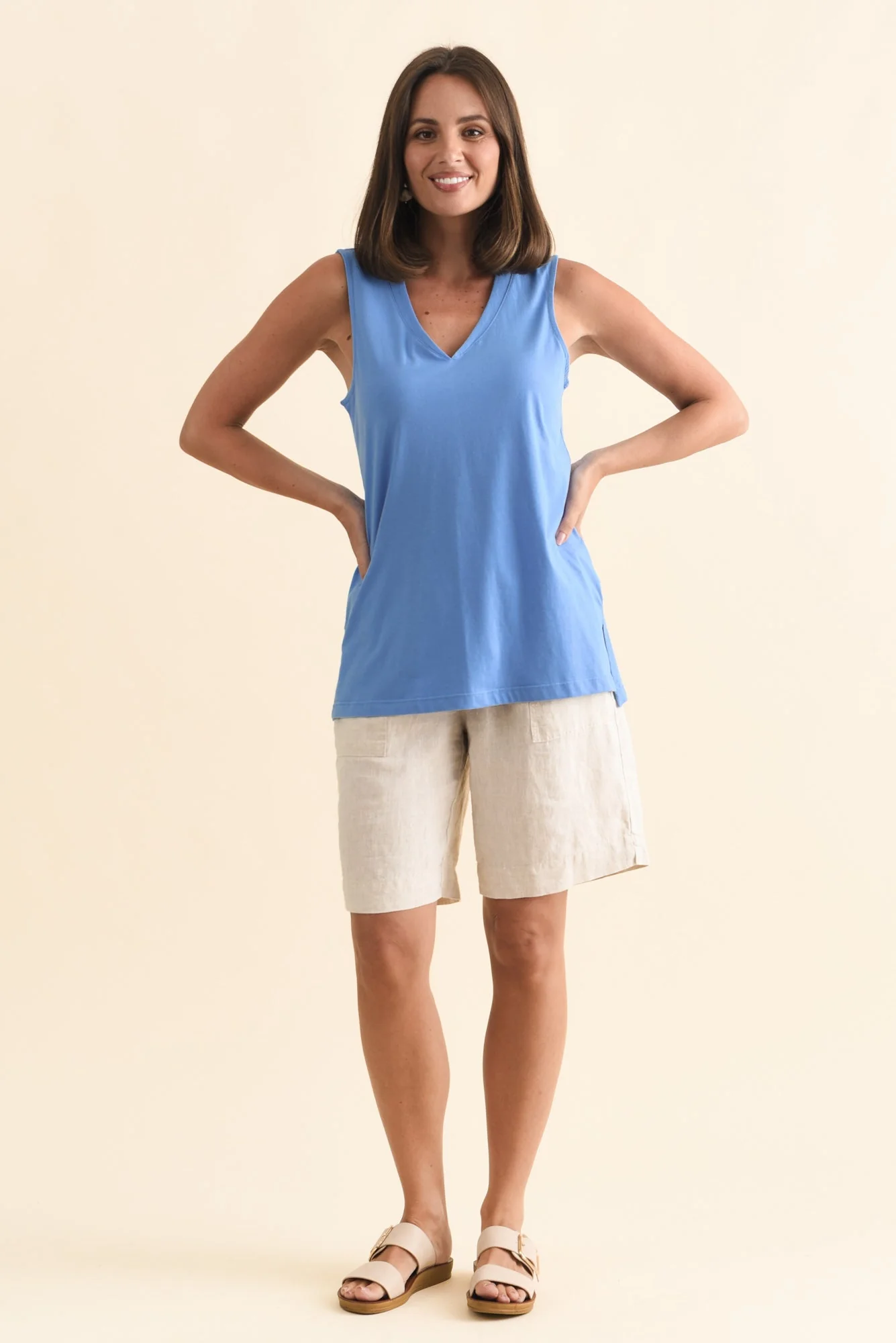 Trinity Blue Cotton V Neck Tank - Image 7