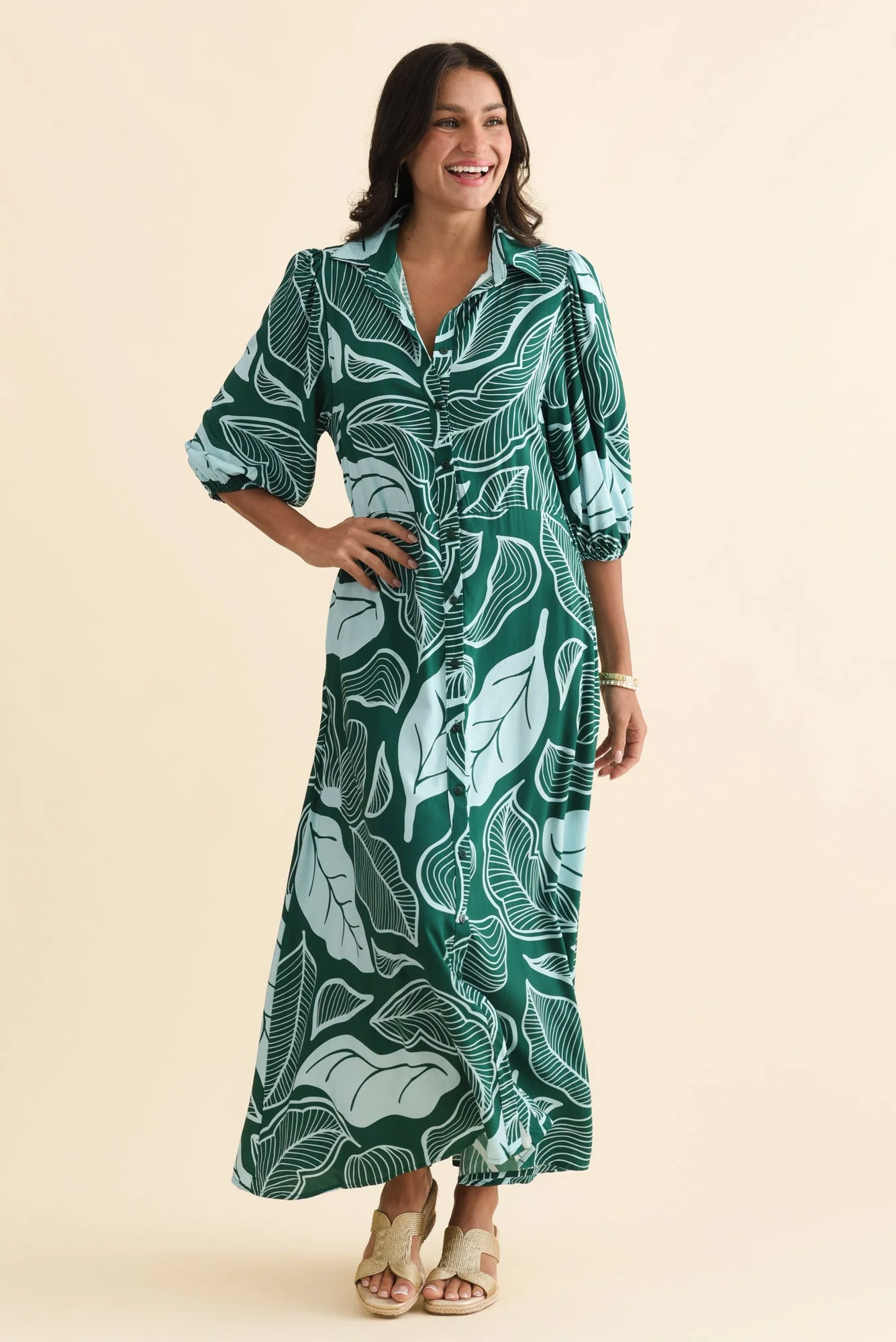 Trinity Green Leaf Tie Dress - Image 2