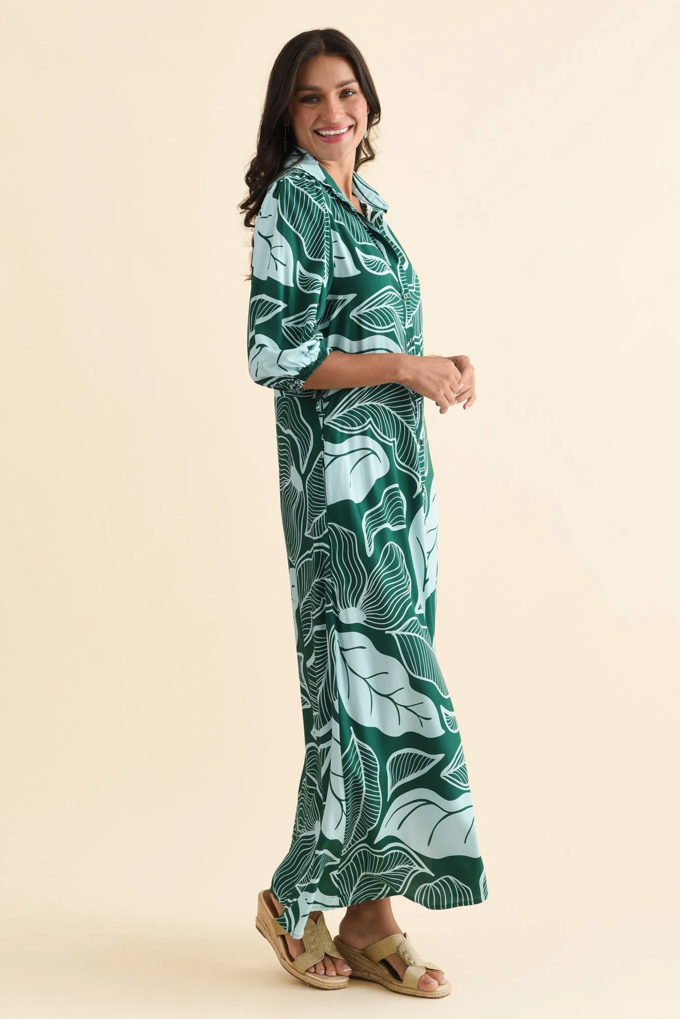 Trinity Green Leaf Tie Dress - Image 3