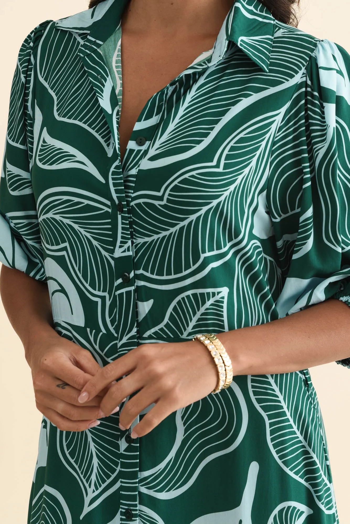 Trinity Green Leaf Tie Dress - Image 5