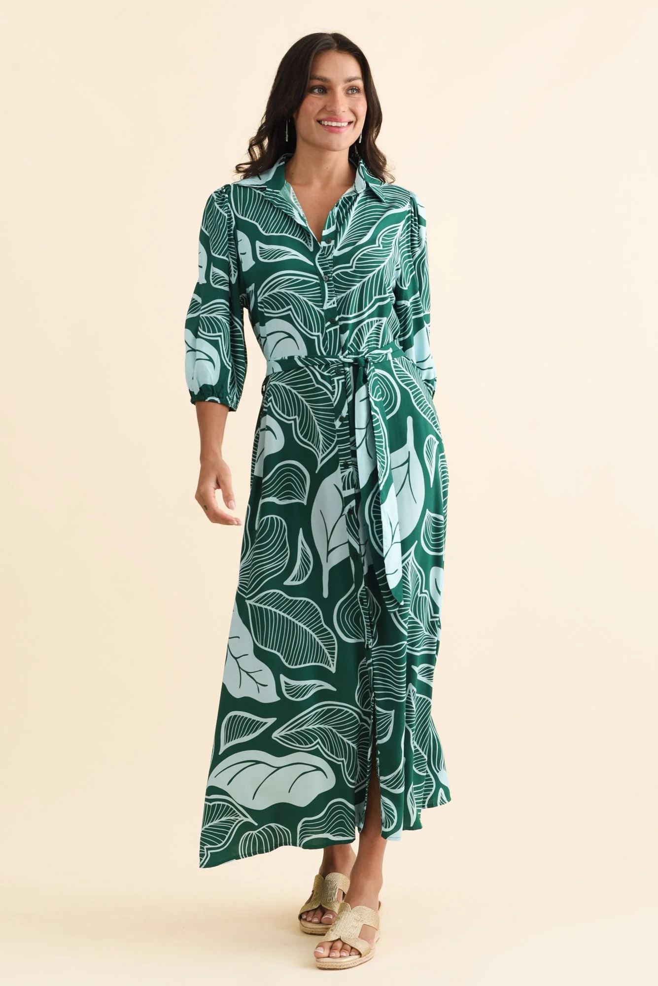 Trinity Green Leaf Tie Dress - Image 6