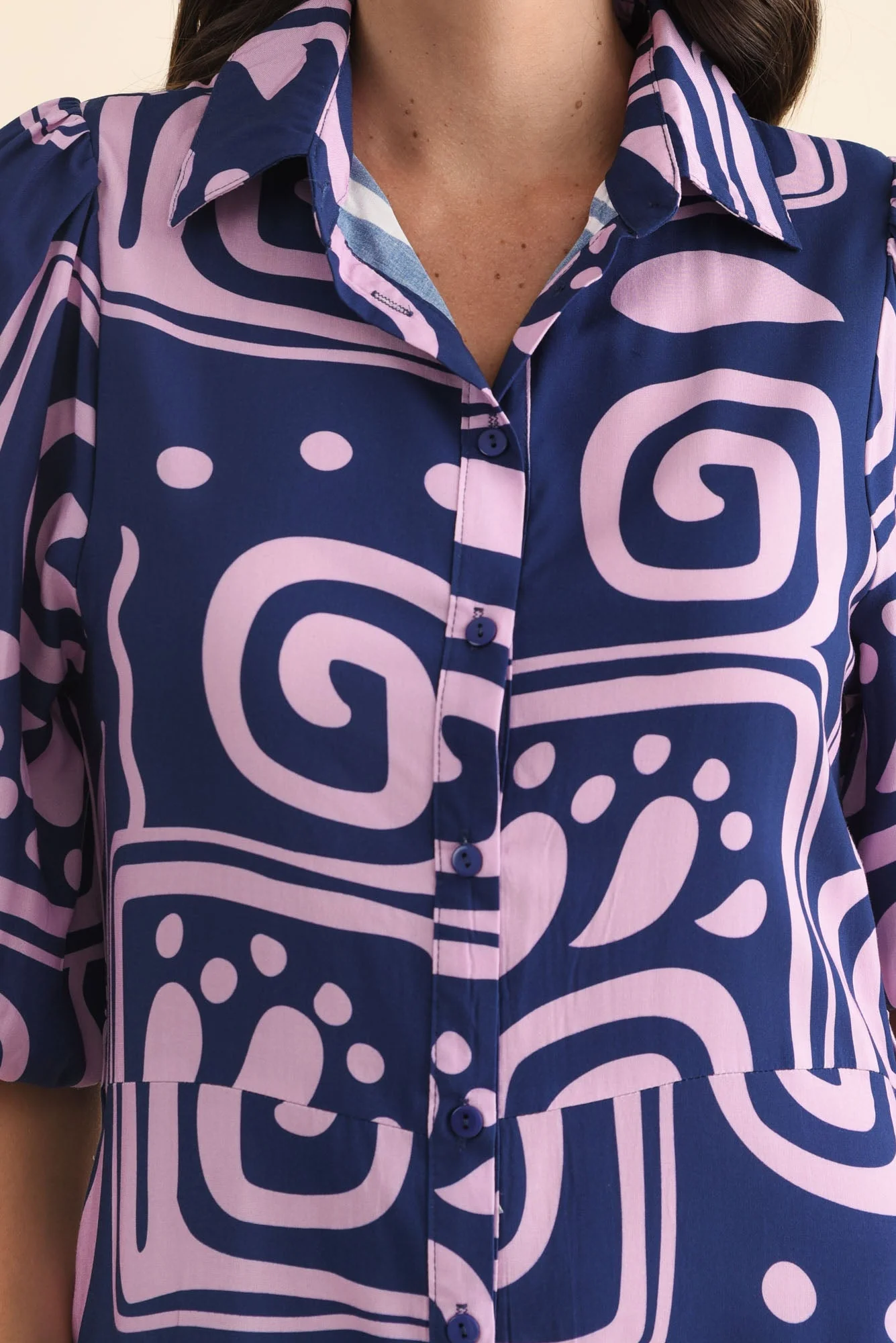 Trinity Navy Abstract Tie Dress - Image 6