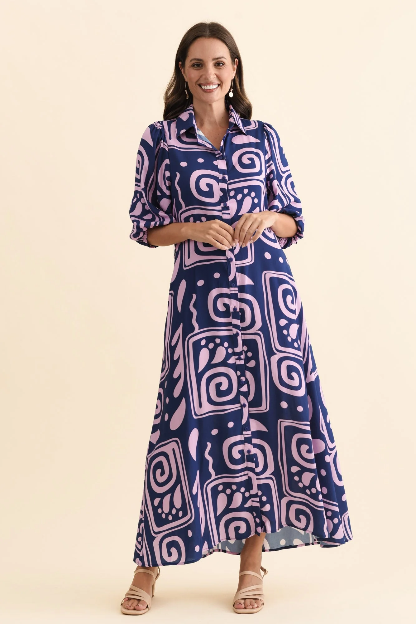 Trinity Navy Abstract Tie Dress - Image 7