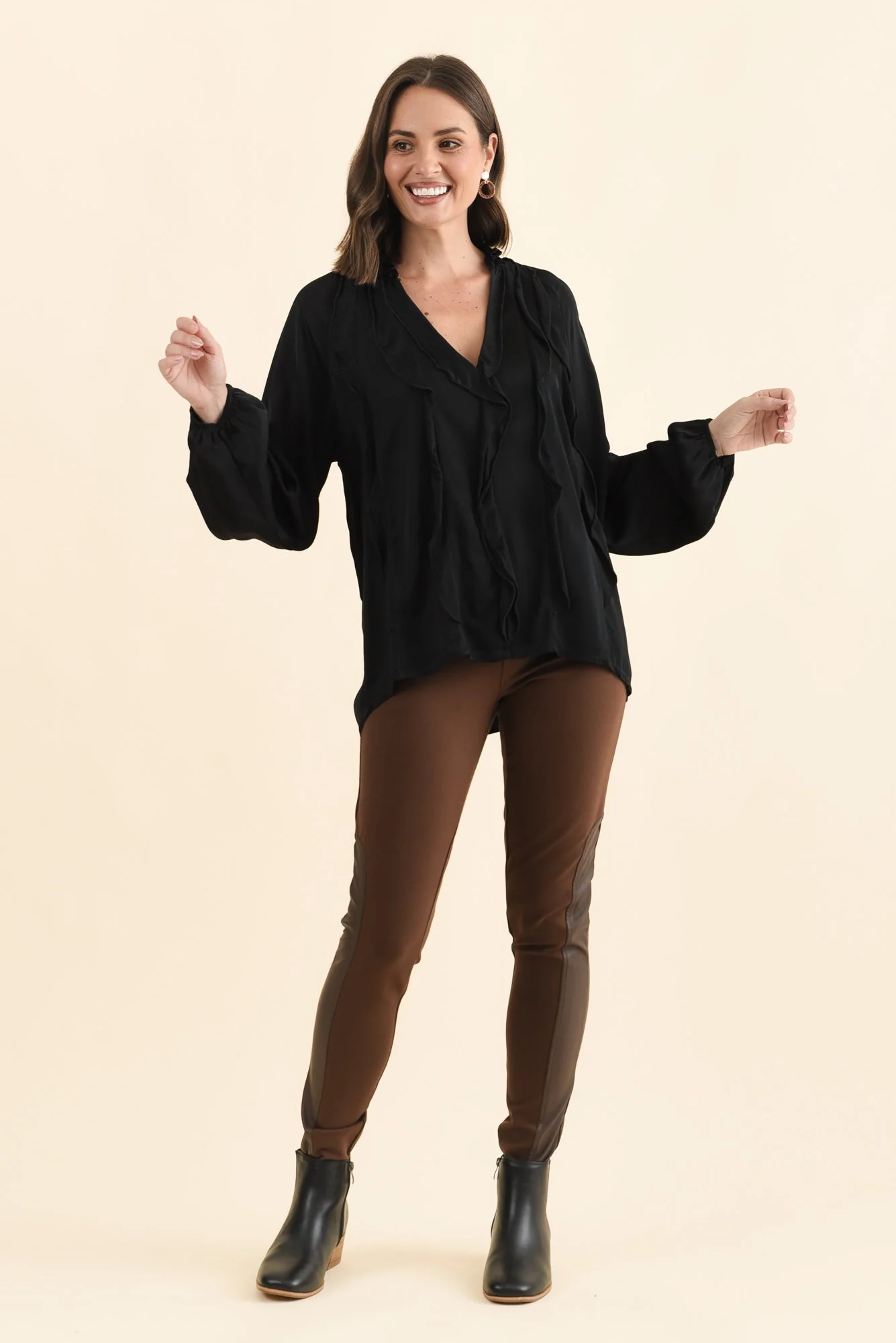 Trove Black Silk Ruffle Top - Image 6
