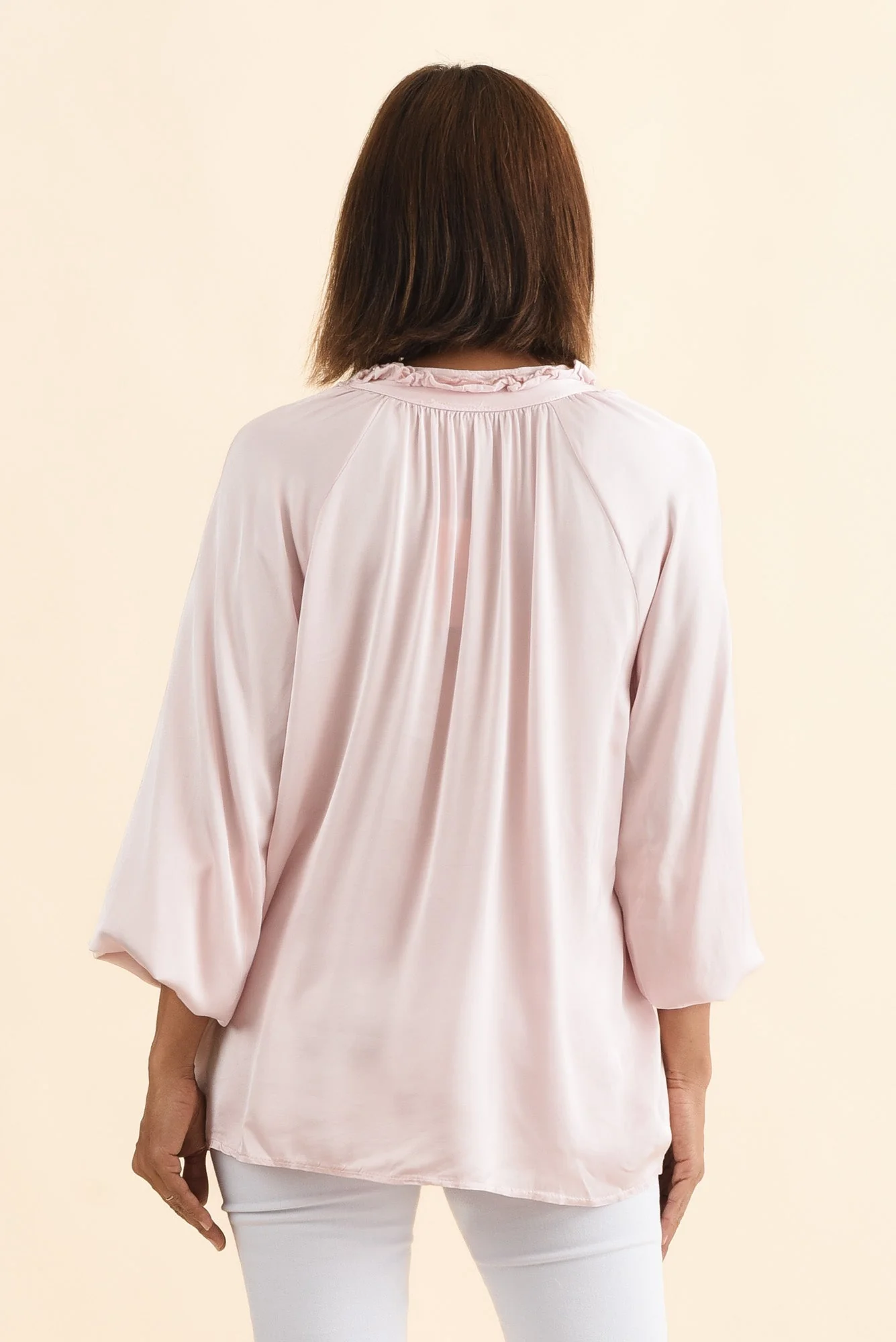 Trove Blush Silk Ruffle Top - Image 4