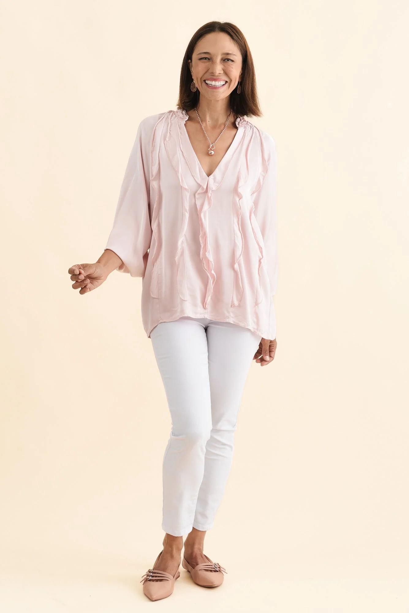 Trove Blush Silk Ruffle Top - Image 6
