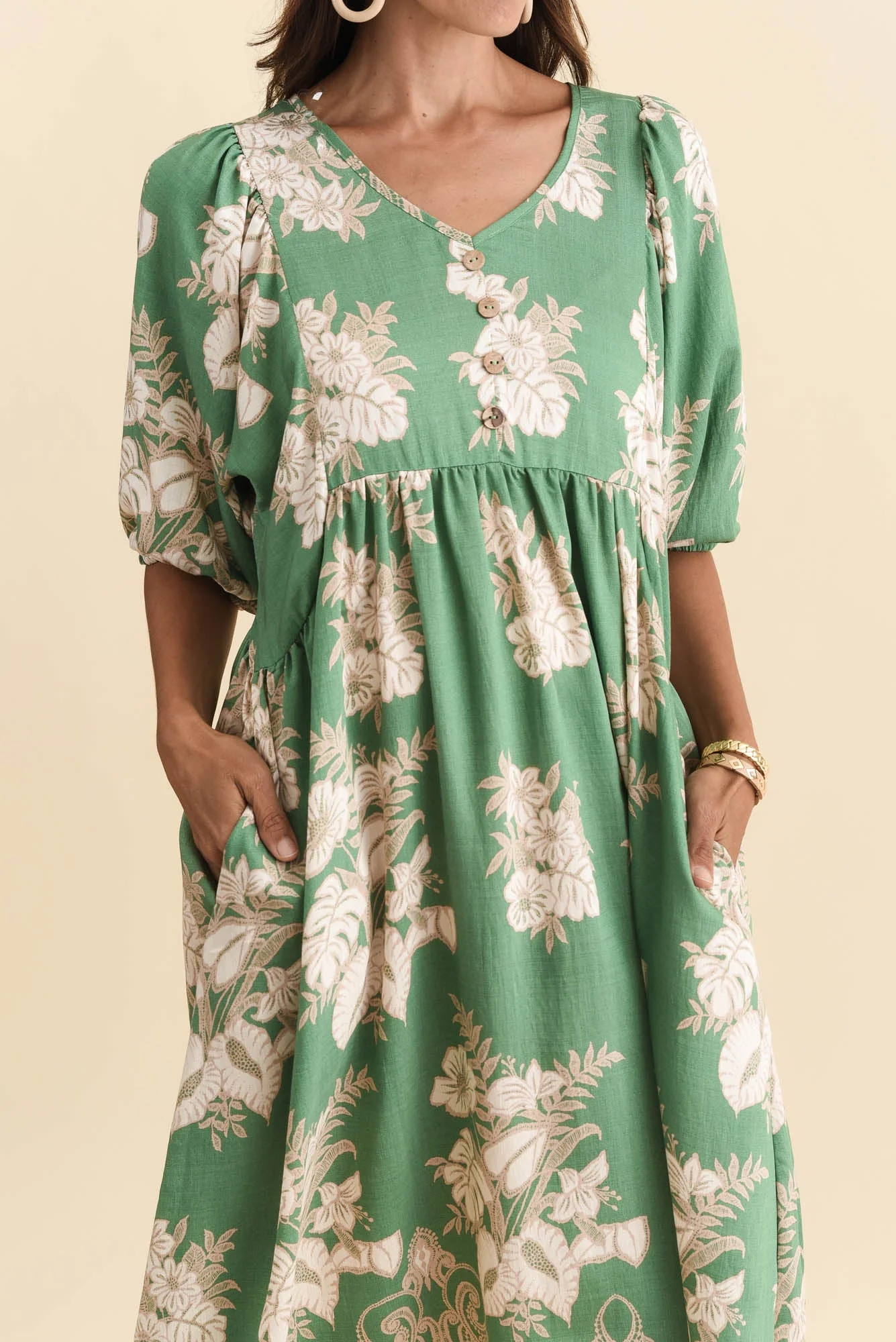 Troyanne Green Garden Midi Dress - Image 6