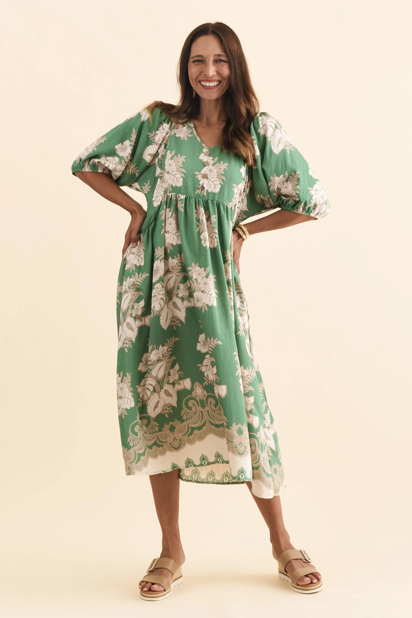 Troyanne Green Garden Midi Dress - Image 7