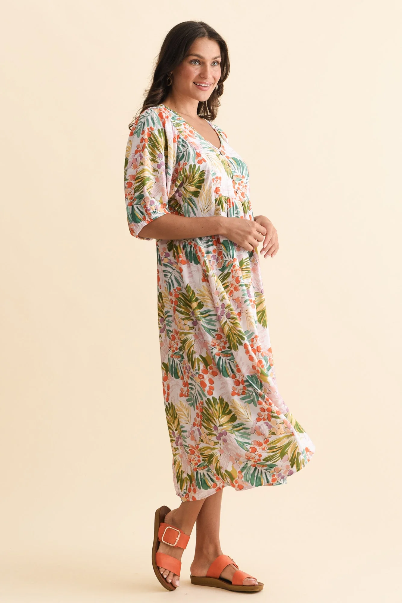 Troyanne Pink Jungle Midi Dress - Image 3