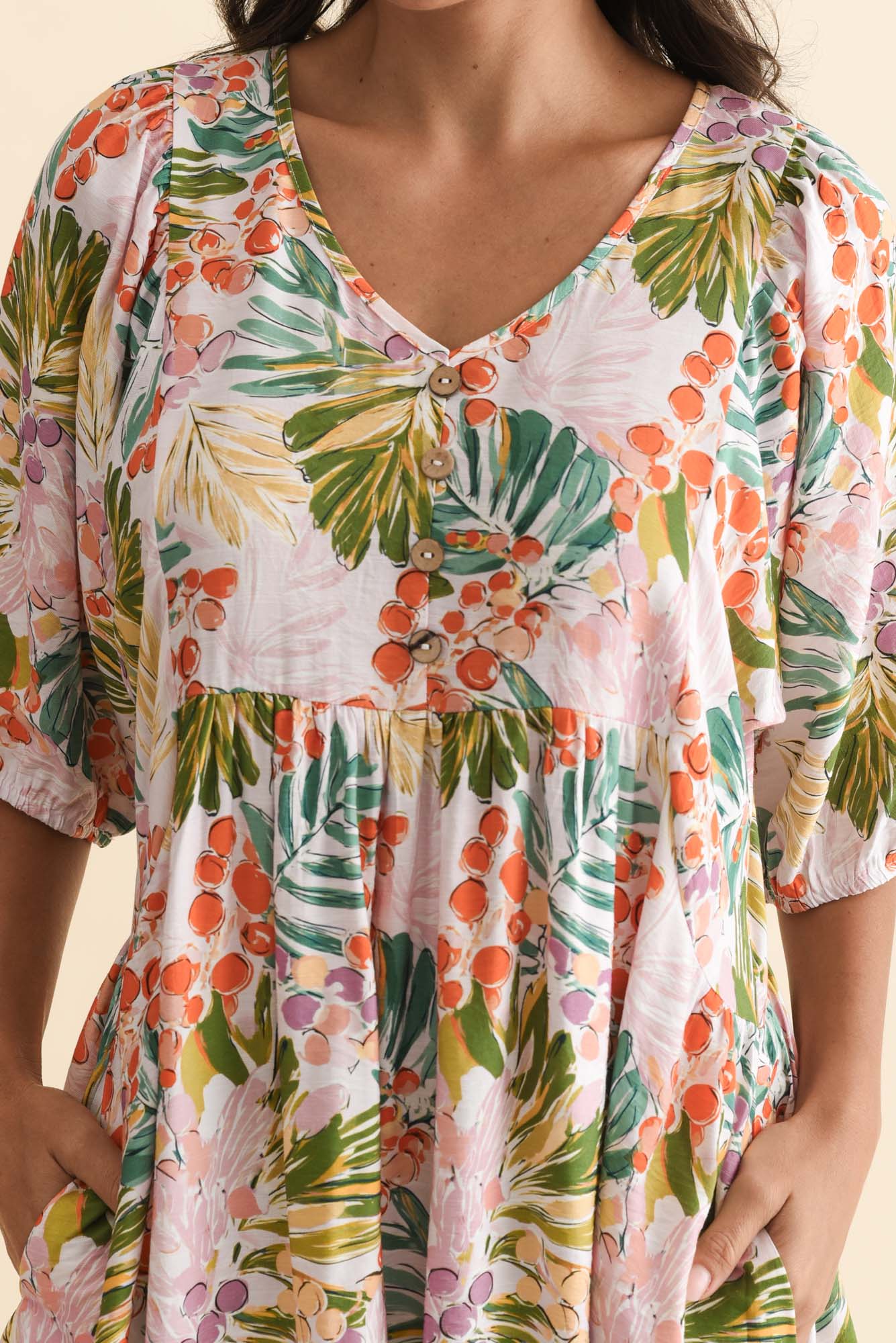 Troyanne Pink Jungle Midi Dress - Image 5