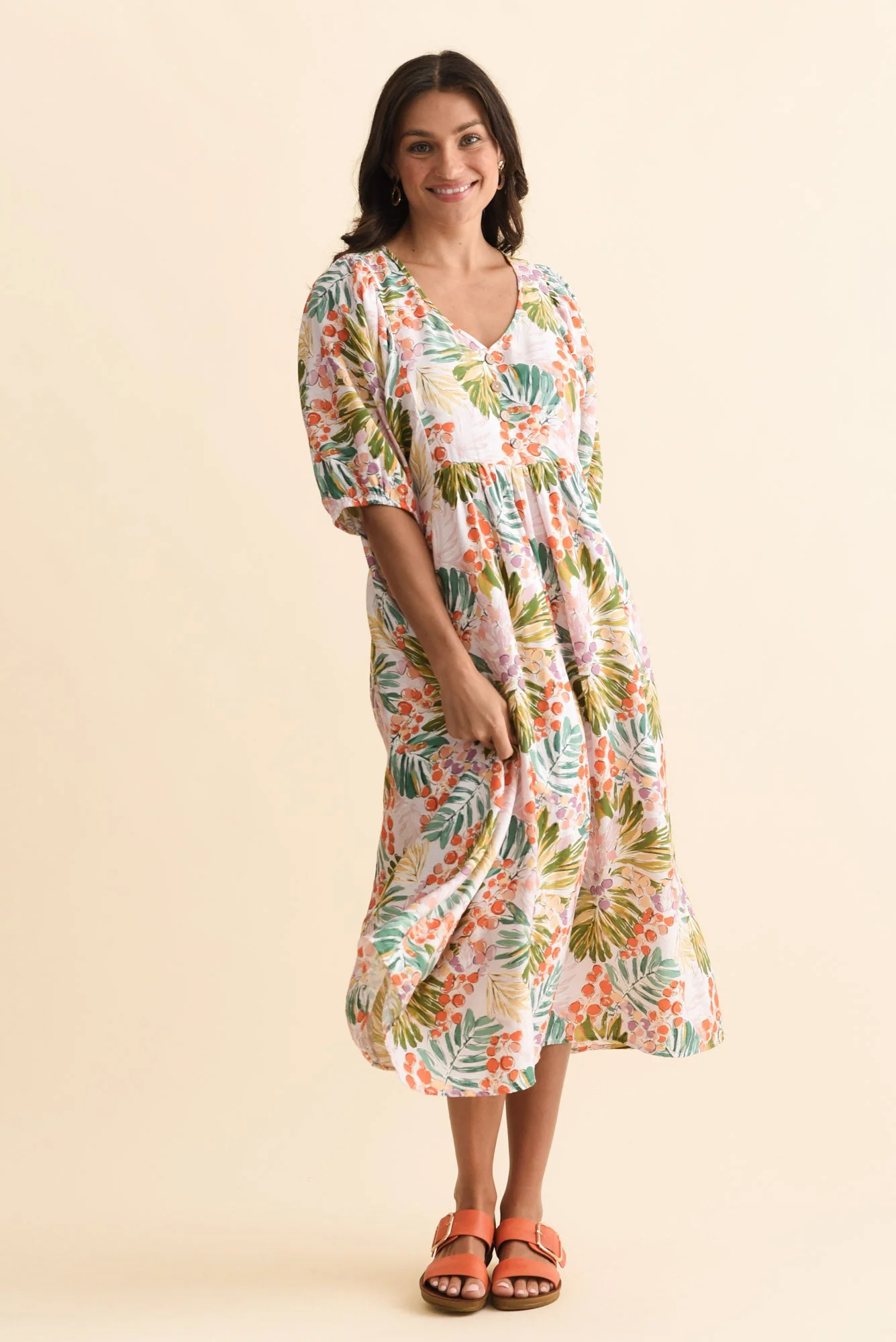 Troyanne Pink Jungle Midi Dress - Image 6