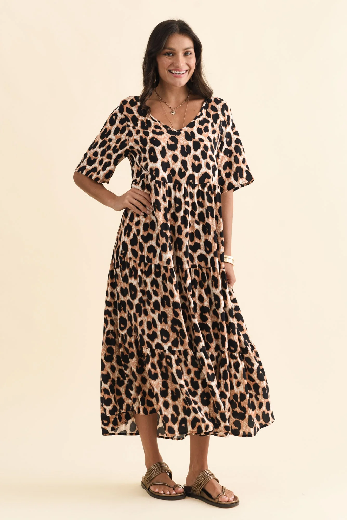 Tully Brown Leopard Maxi Dress - Image 2
