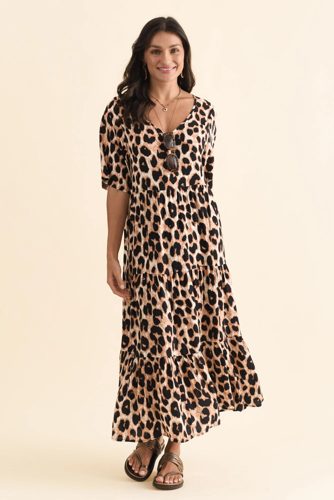 Tully Brown Leopard Maxi Dress - Image 3