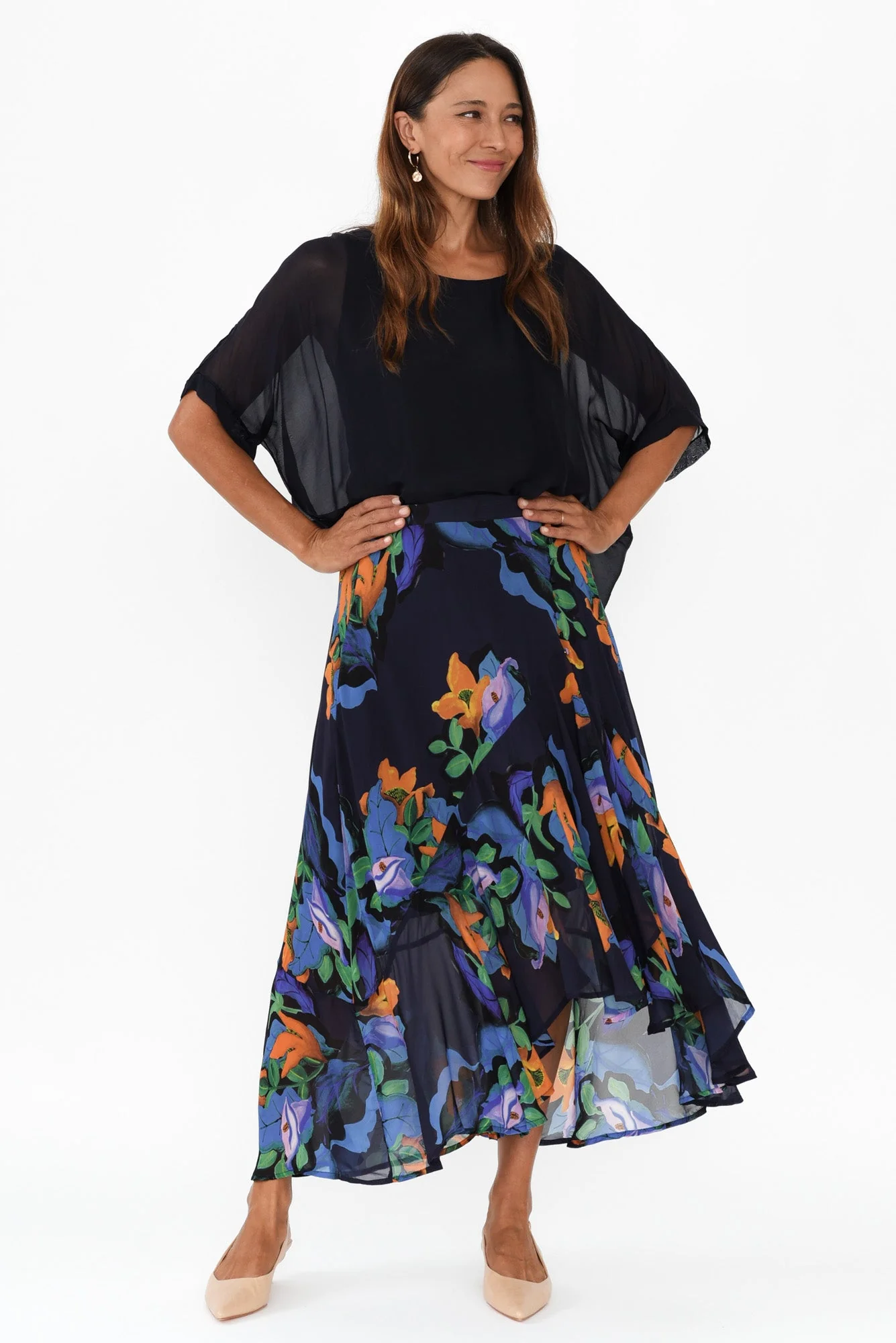 Twilight Navy Floral Skirt - Image 6