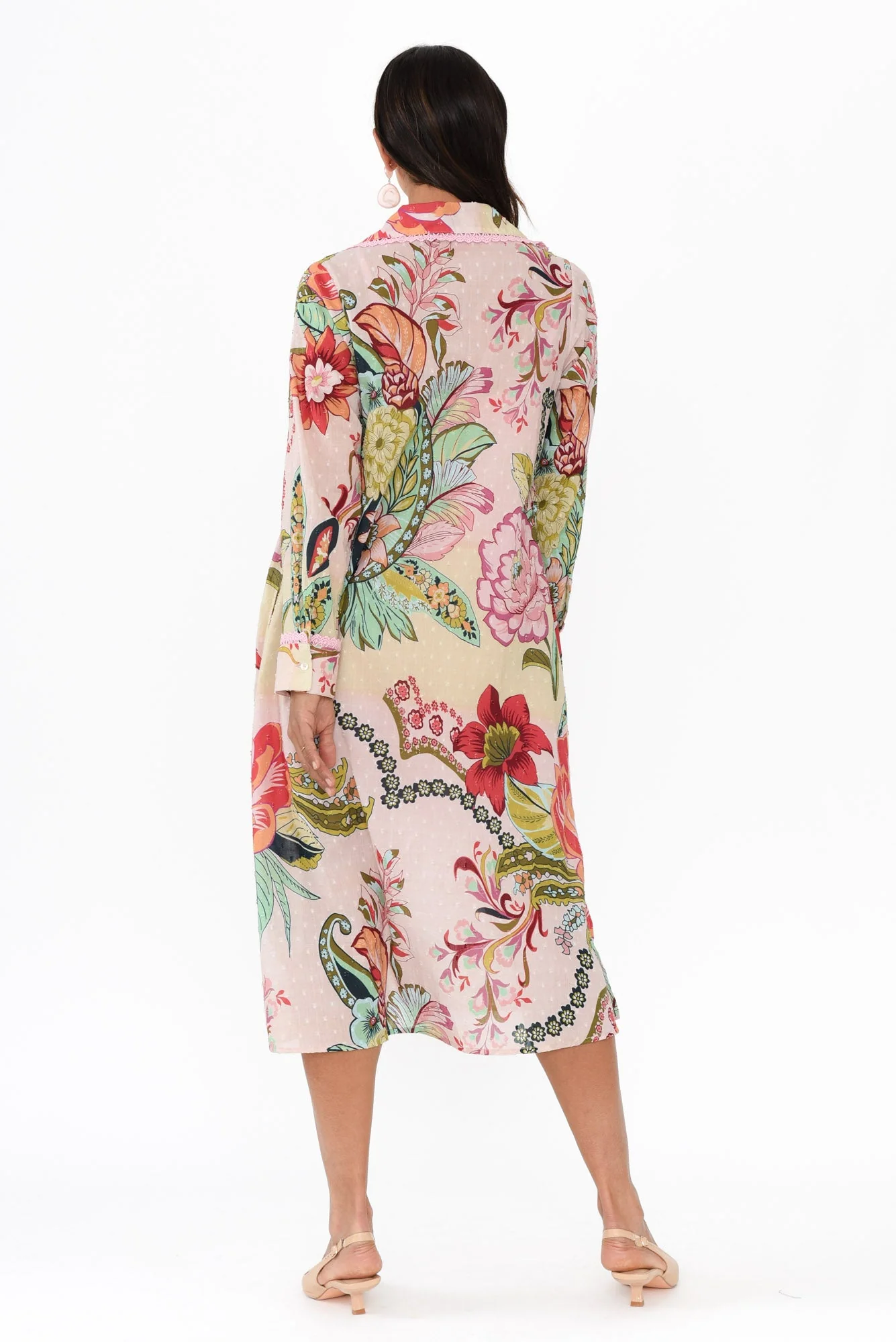 Vada Pink Floral Cotton Shirt Dress - Image 5