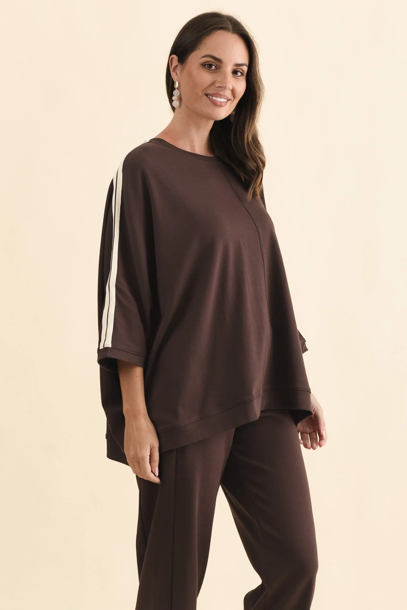 Valeria Chocolate Cotton Oversized Tee - Image 3