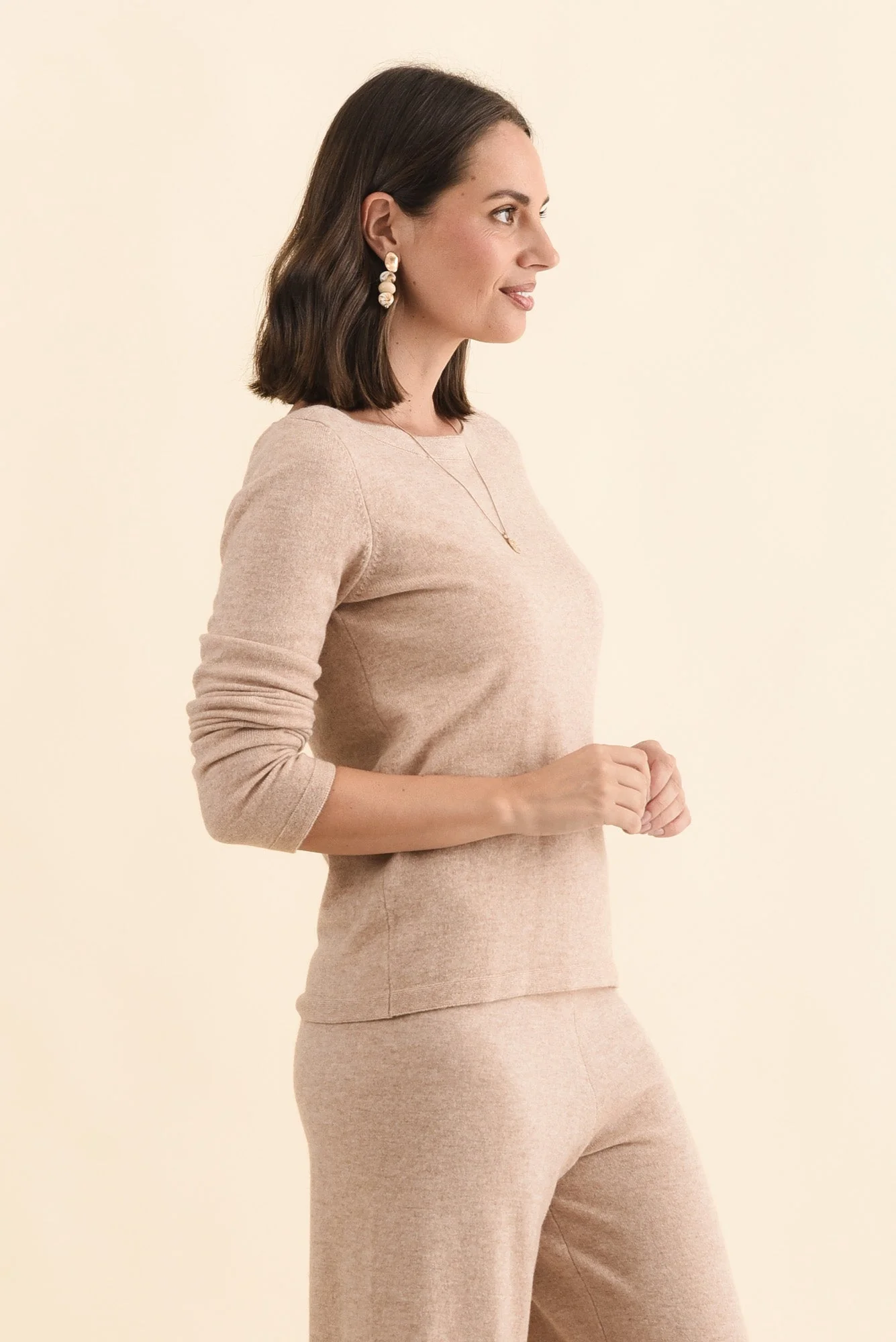 Valery Beige Wool Cashmere Sweater - Image 3