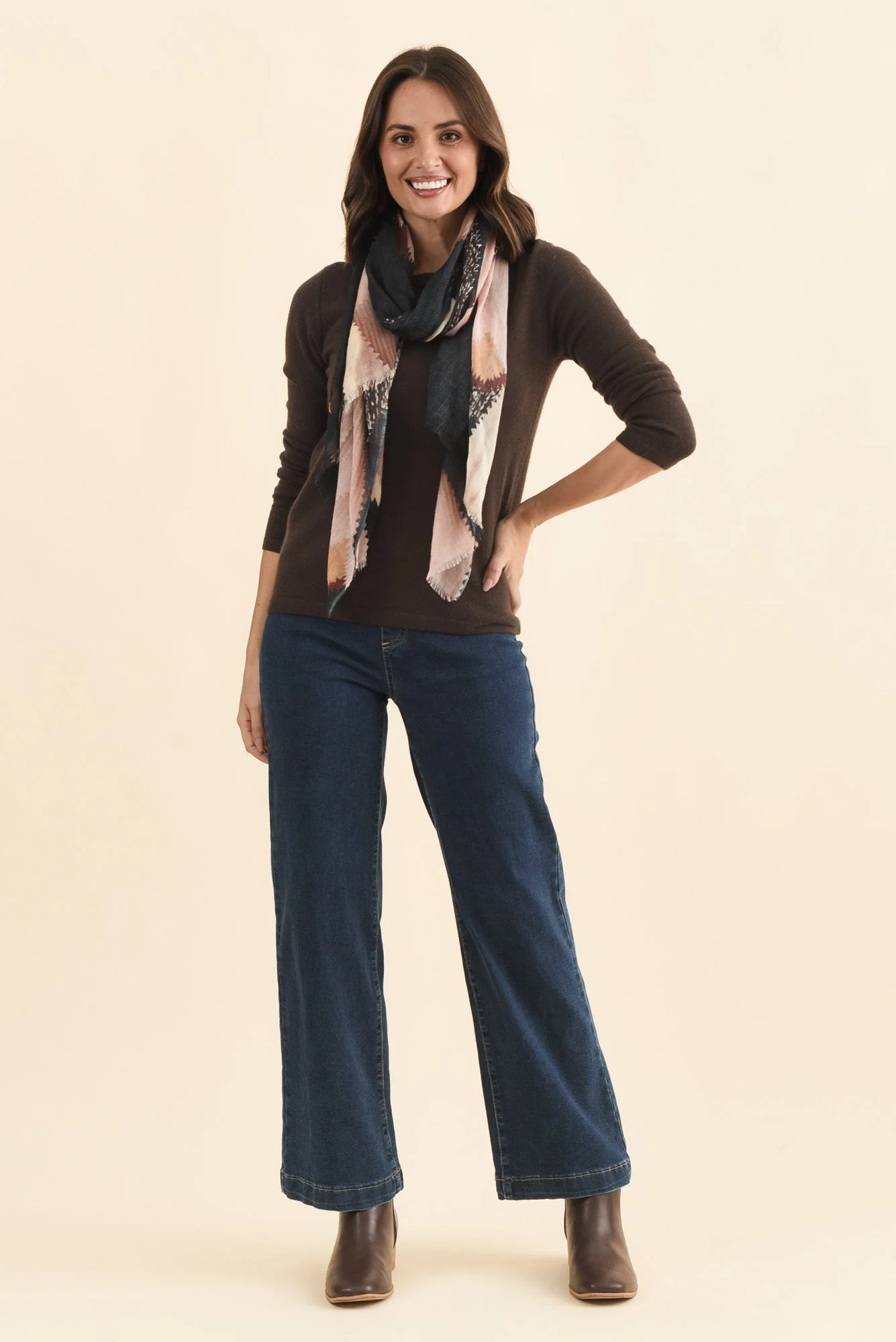 Valery Chocolate Wool Cashmere Jumper - Image 2