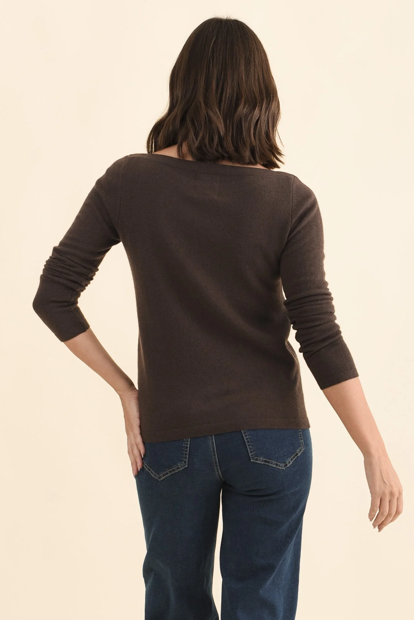 Valery Chocolate Wool Cashmere Jumper - Image 4