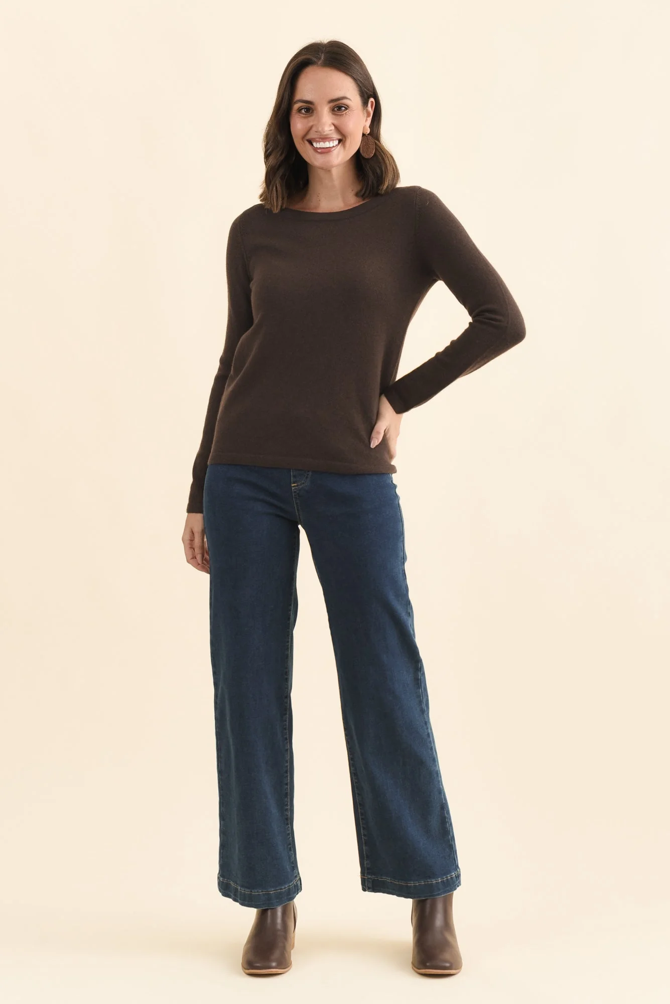 Valery Chocolate Wool Cashmere Jumper - Image 6