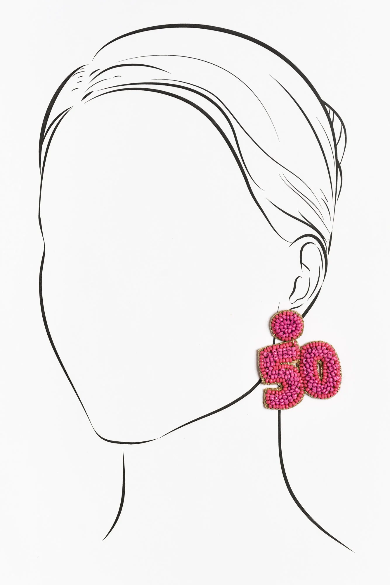 Valette Pink Beaded 50 Earrings - Image 2