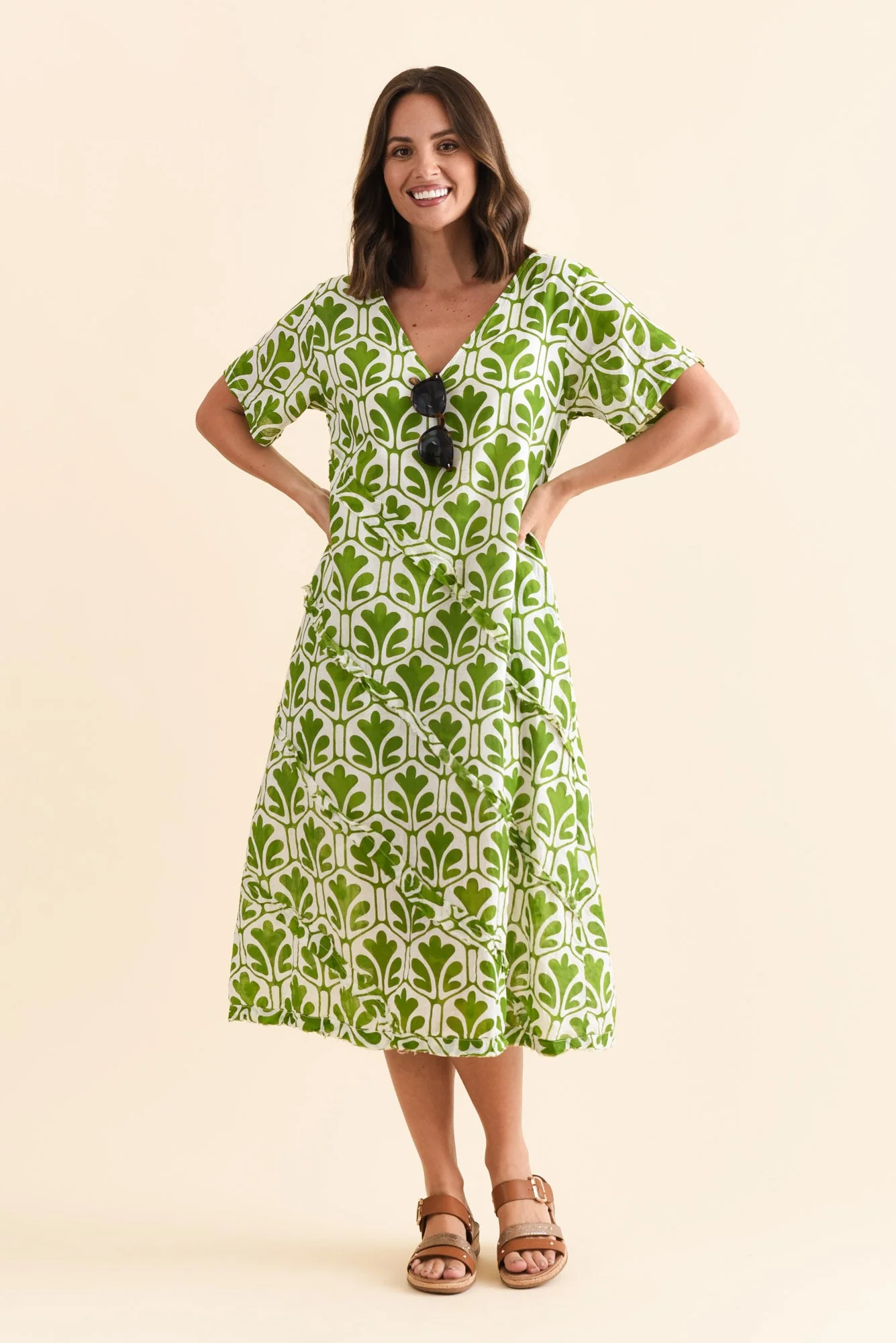 Vanessa Green Abstract Diagonal Seam Dress - Image 2