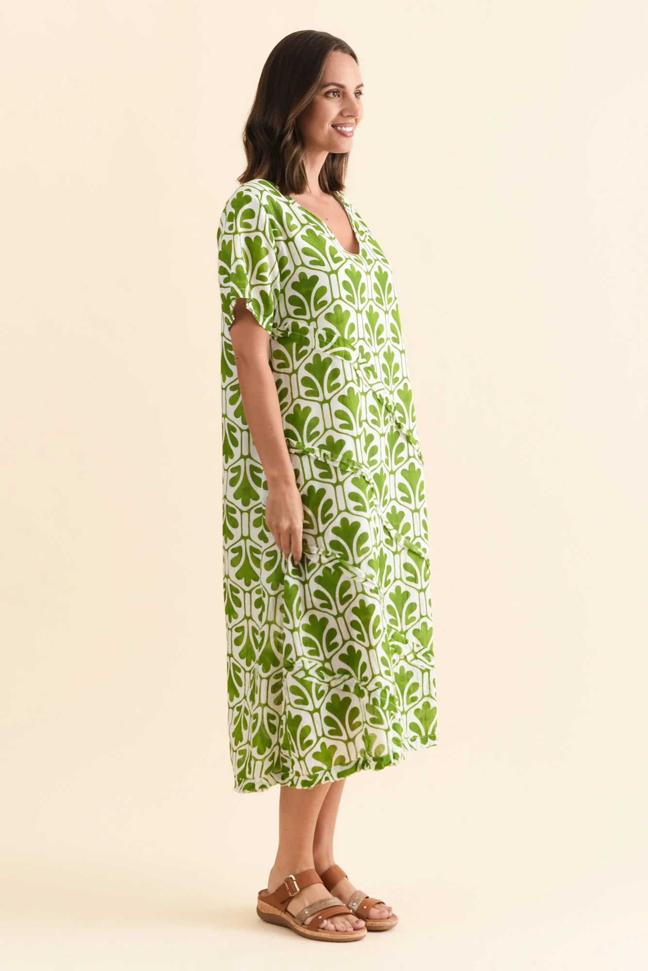 Vanessa Green Abstract Diagonal Seam Dress - Image 3