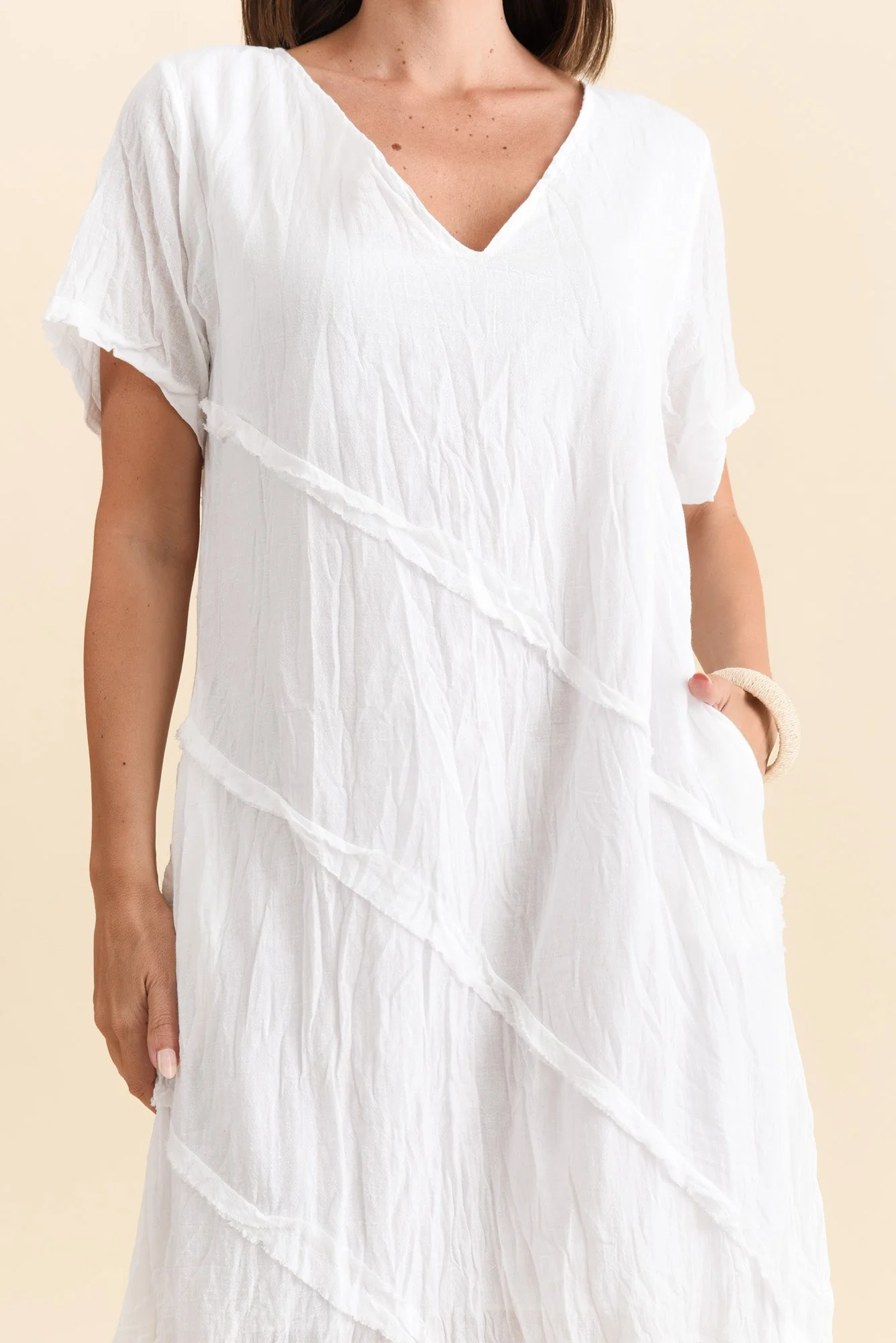 Vanessa White Diagonal Seam Dress - Image 5