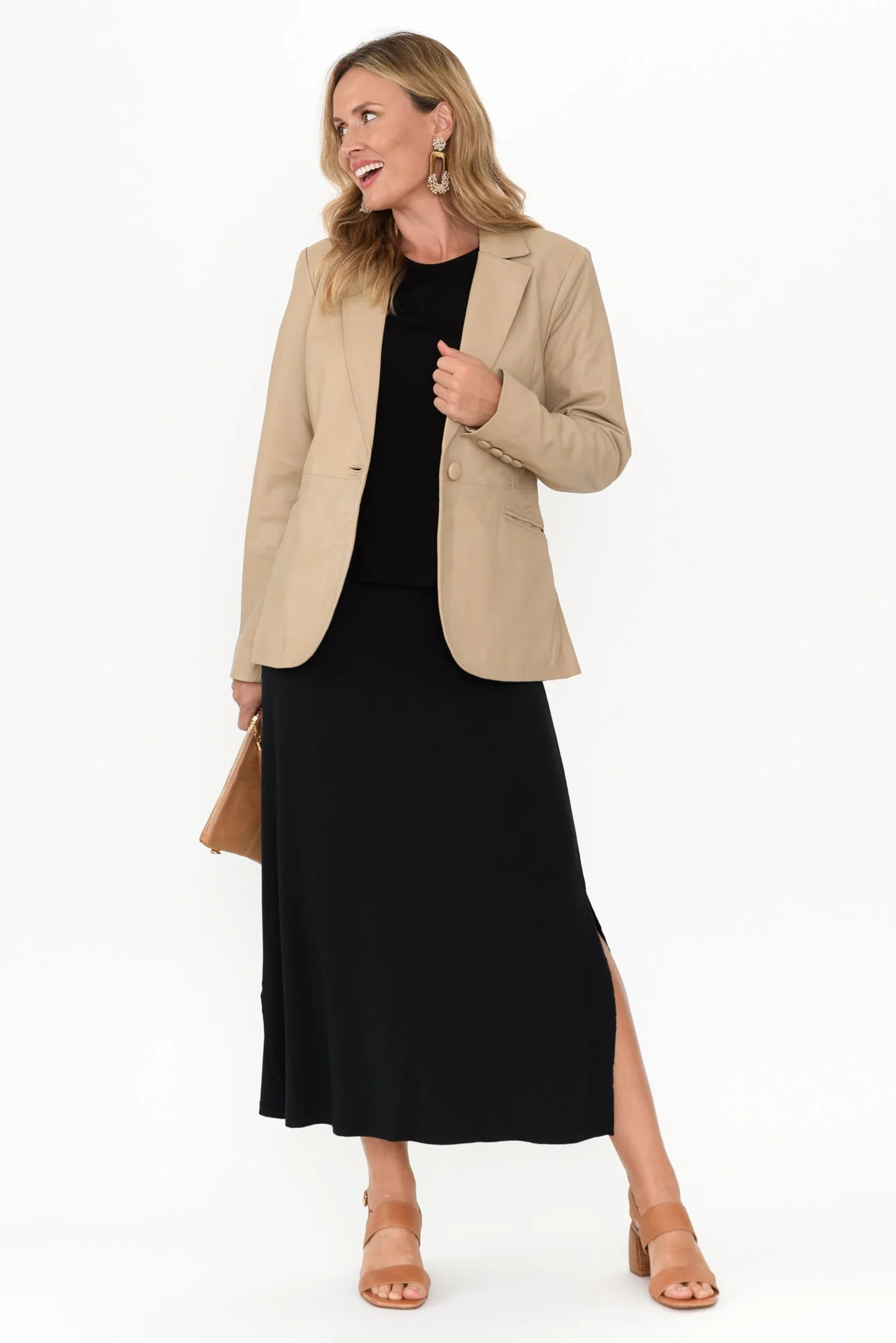 Vega Oat Leather Blazer - Image 3