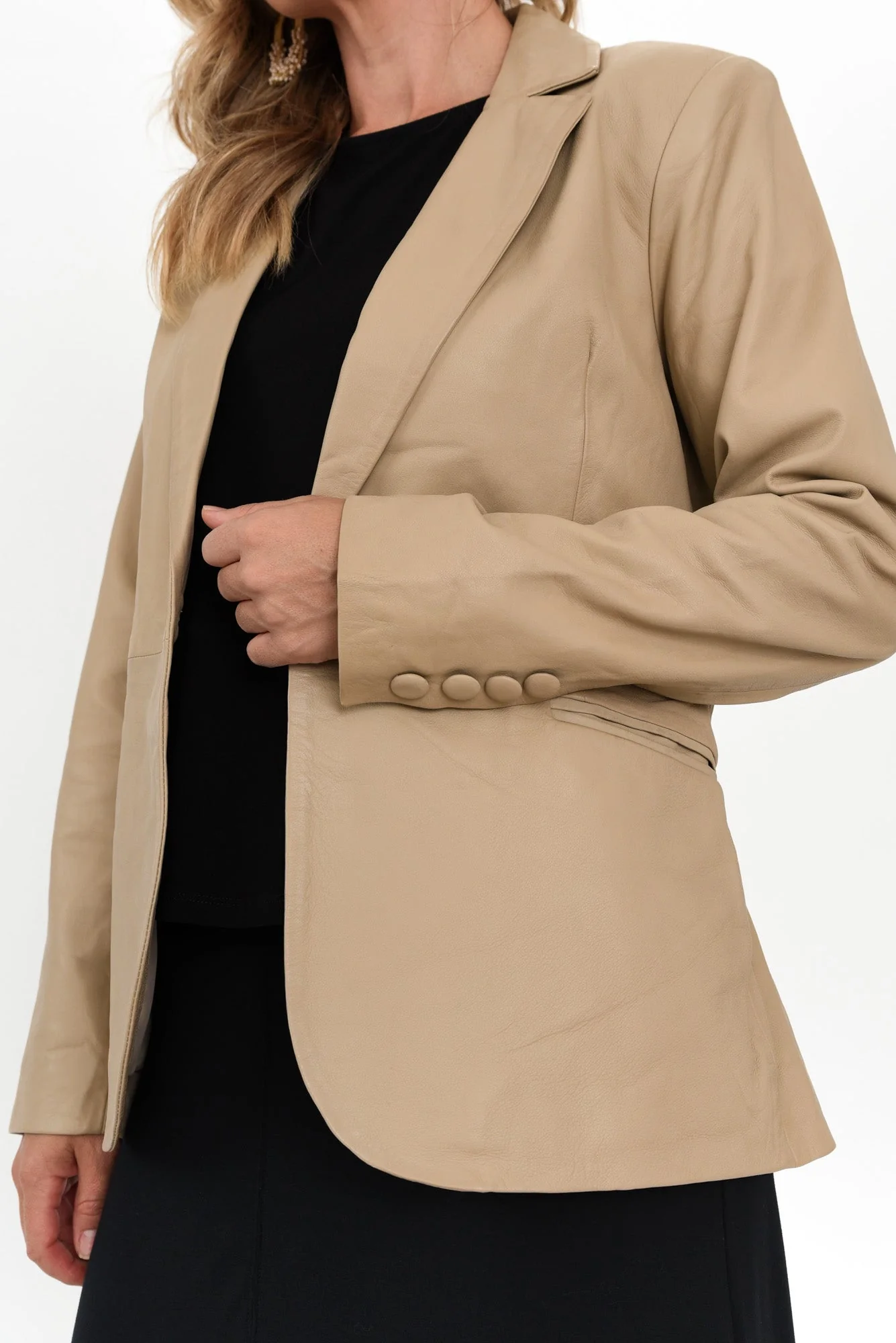 Vega Oat Leather Blazer - Image 5